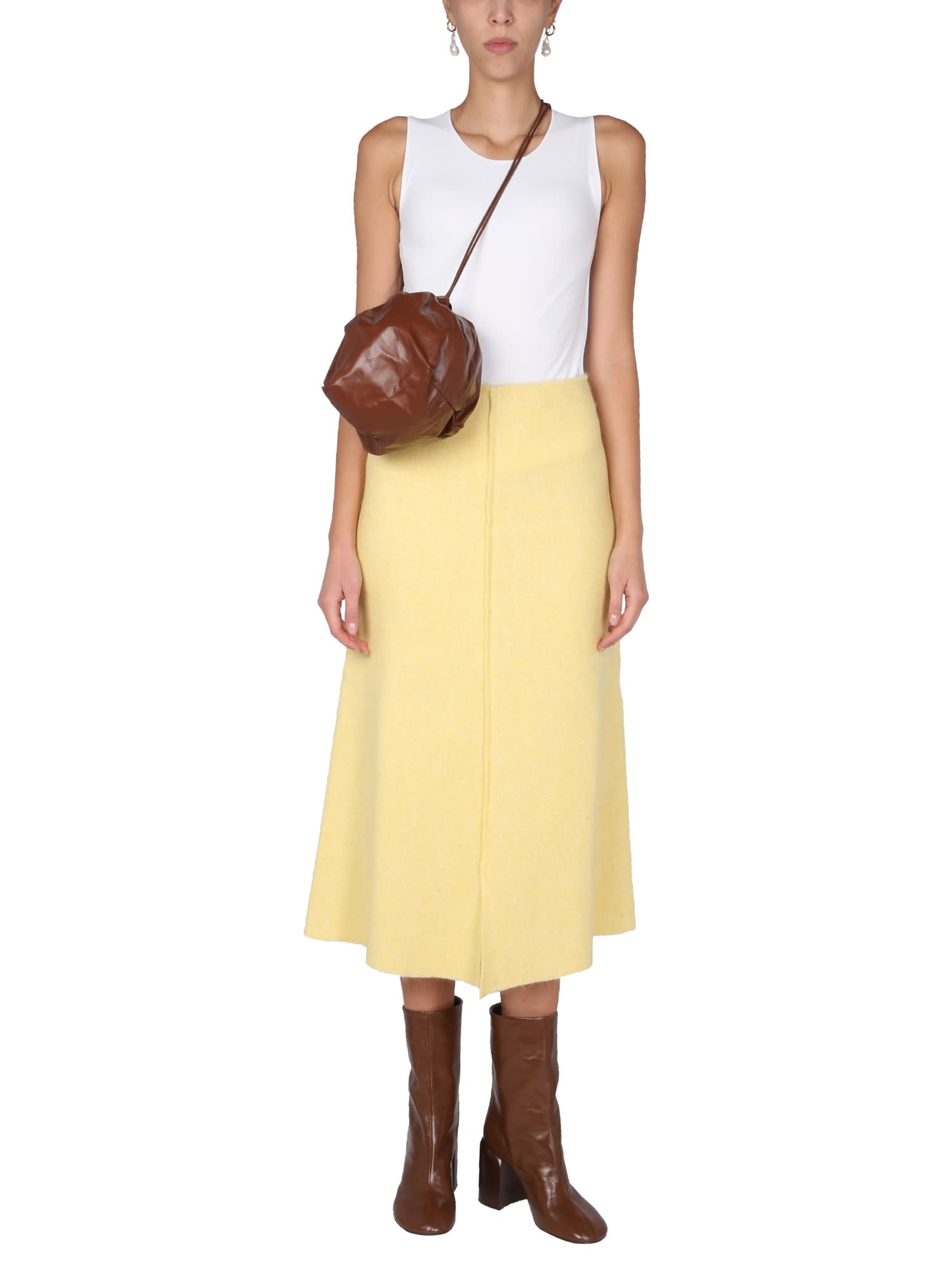 Jil Sander Central Pleat A-line In Yellow | ModeSens