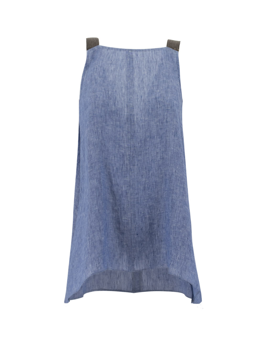 Fabiana Filippi Metallic Strap Linen Top In Light Pastel Blue