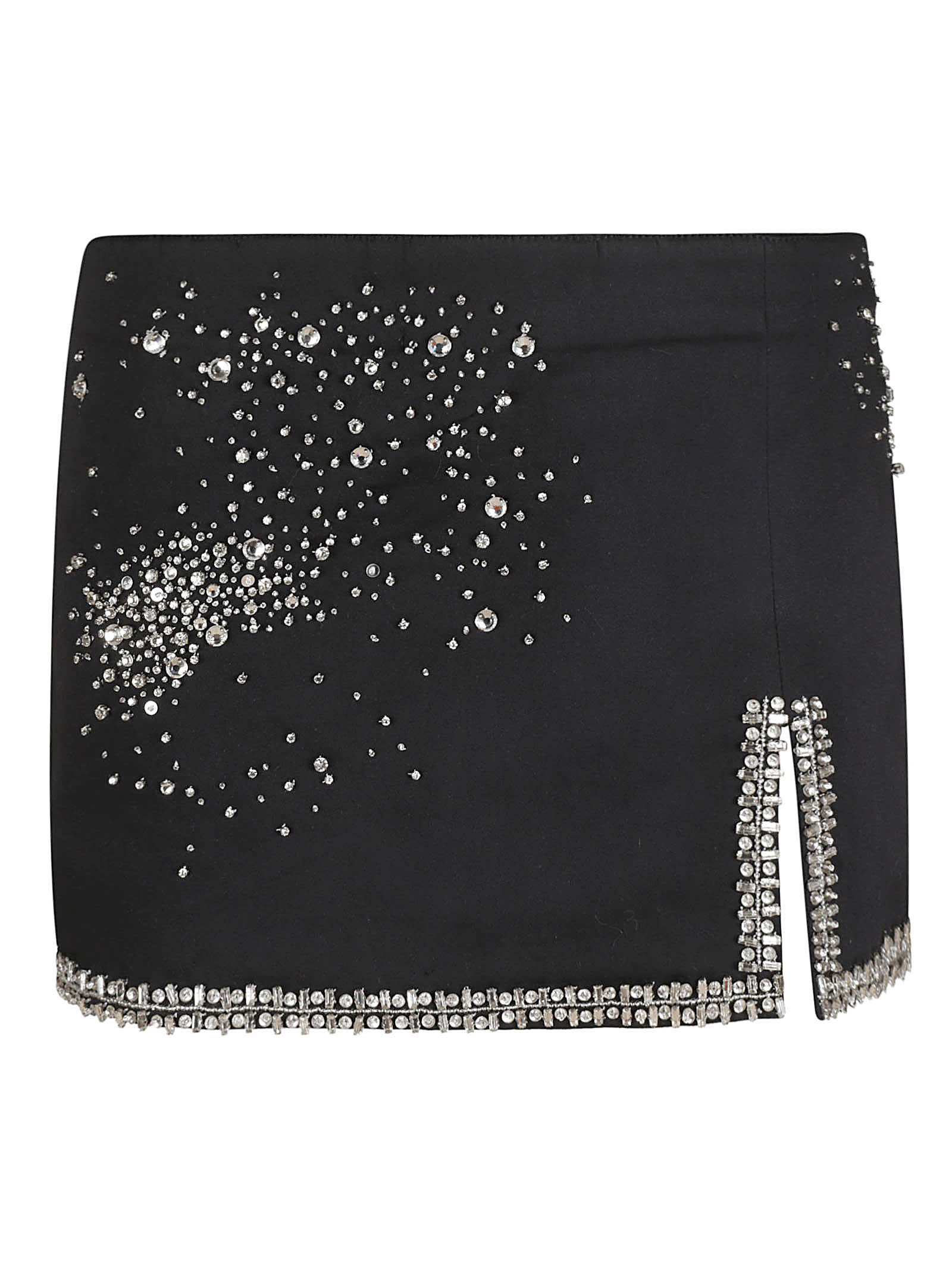 Des Phemmes Crystal Embellished Side Slit Short Skirt