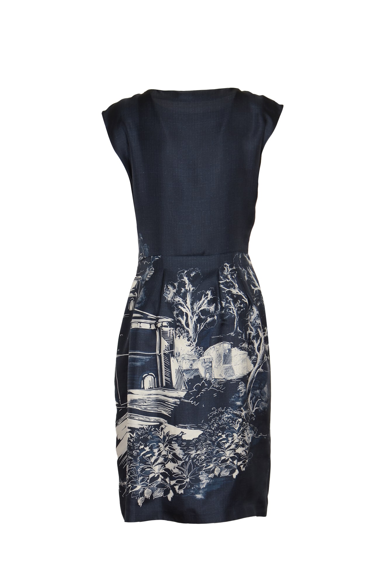 Shop Alberta Ferretti Sleeveless Printed Dress In Fantasy Blue