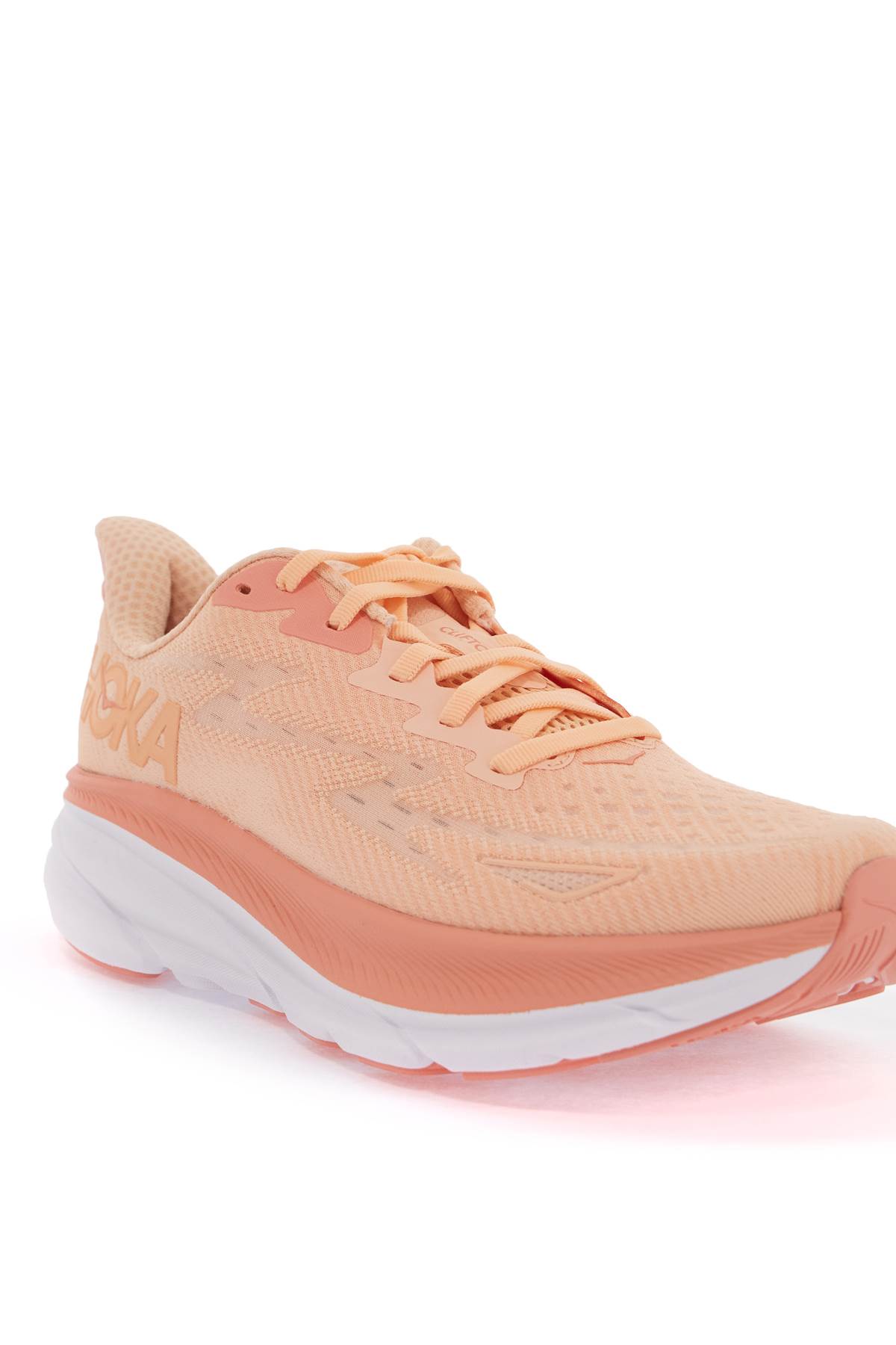 Shop Hoka Clifton 9 Sneakers In Cantaloupe / White (orange)