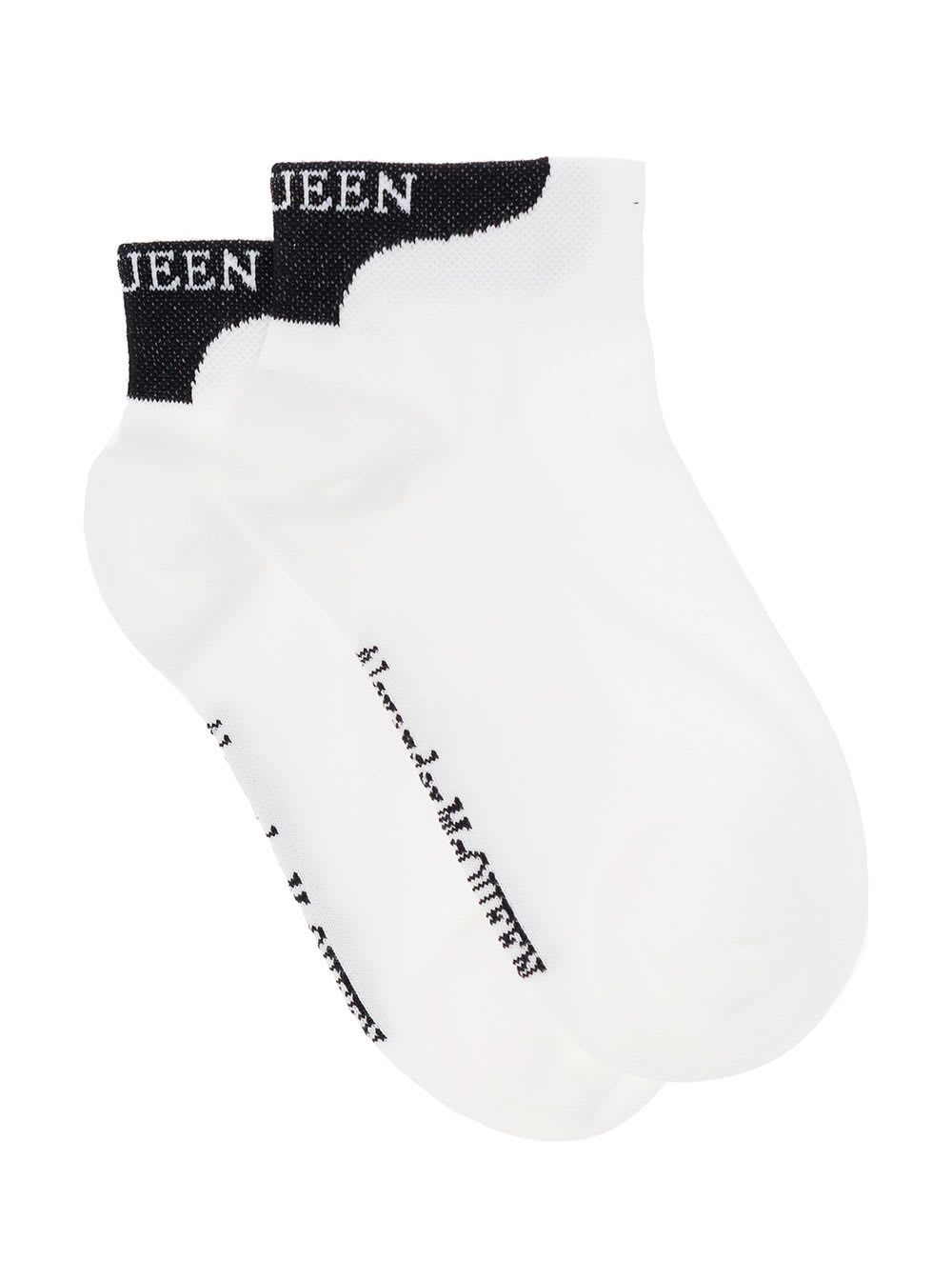 Shop Alexander Mcqueen Womans White Cotton Socks With Logo