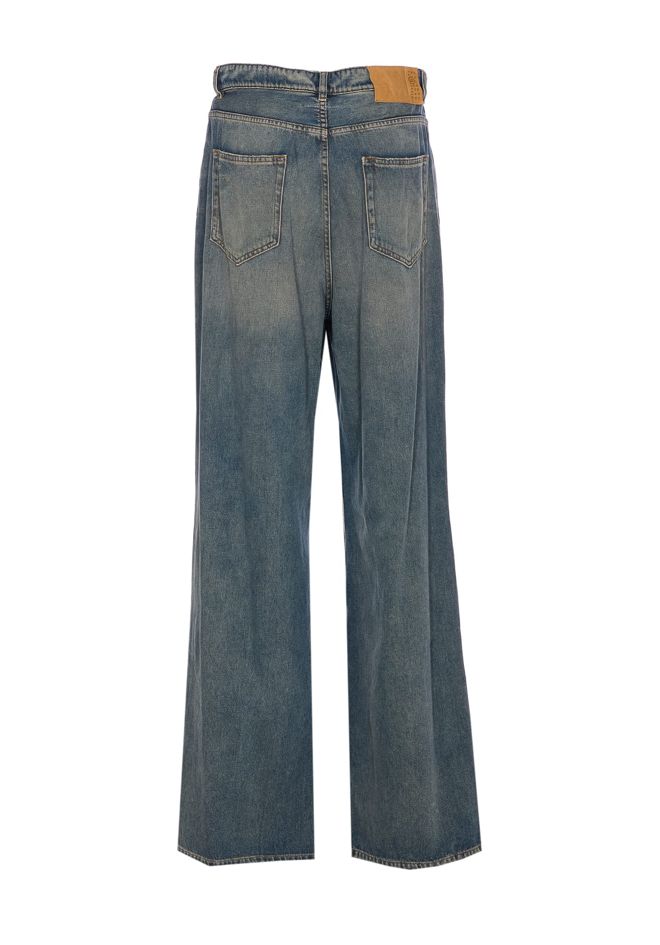 Mm6 Maison Margiela Vintage Finish Stonewashed Jeans In Grey Blue