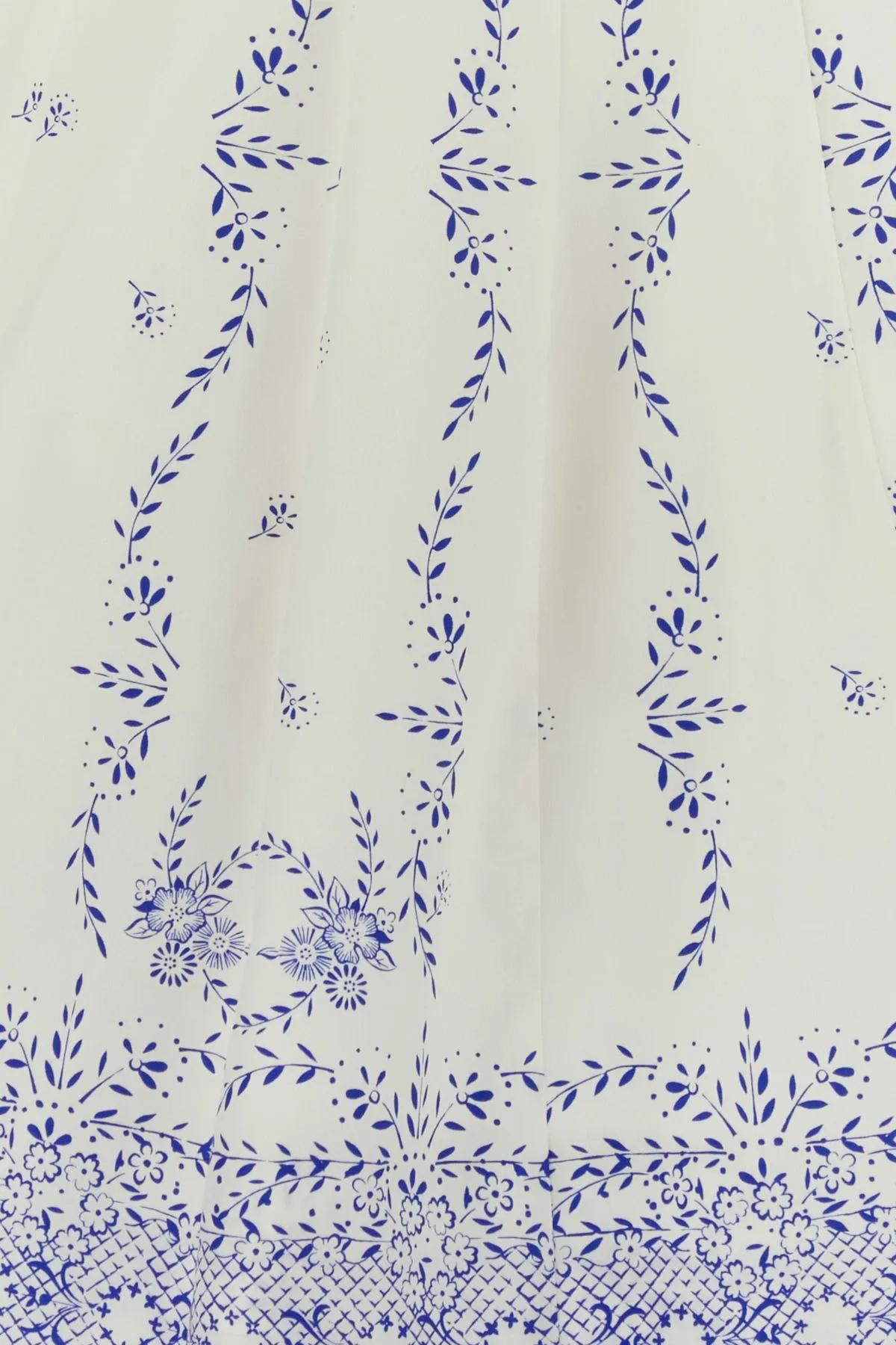 Shop Philosophy Di Lorenzo Serafini Printed Cotton Mini Dress In Bianco/azzurro