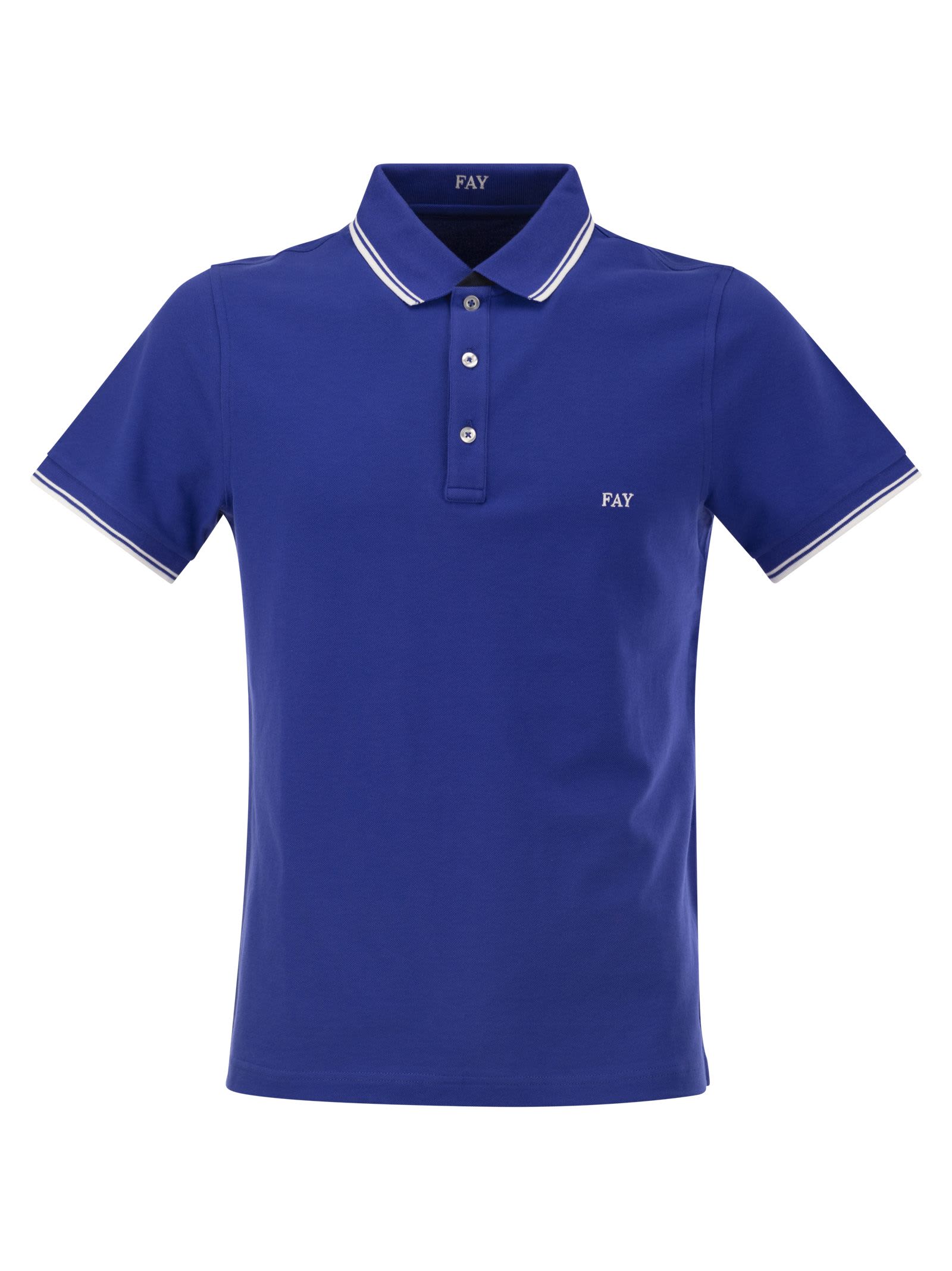 Shop Fay Stretch Polo Shirt In Bluette