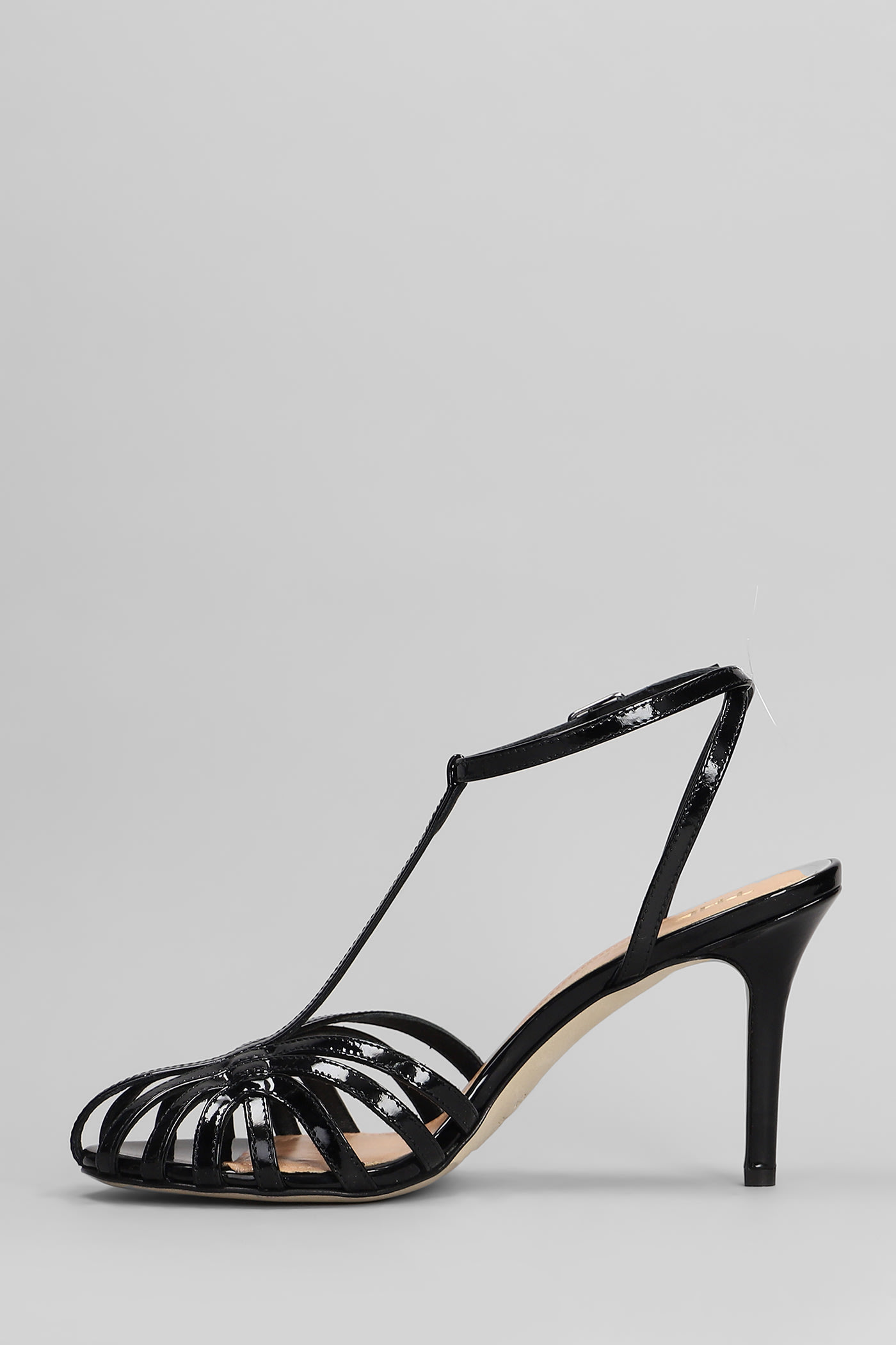 The Seller Sandals In Black Patent Leather In Black