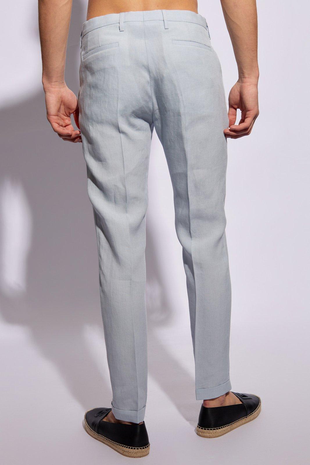Shop Paul Smith Linen Pleat Front Trousers In Light Blue