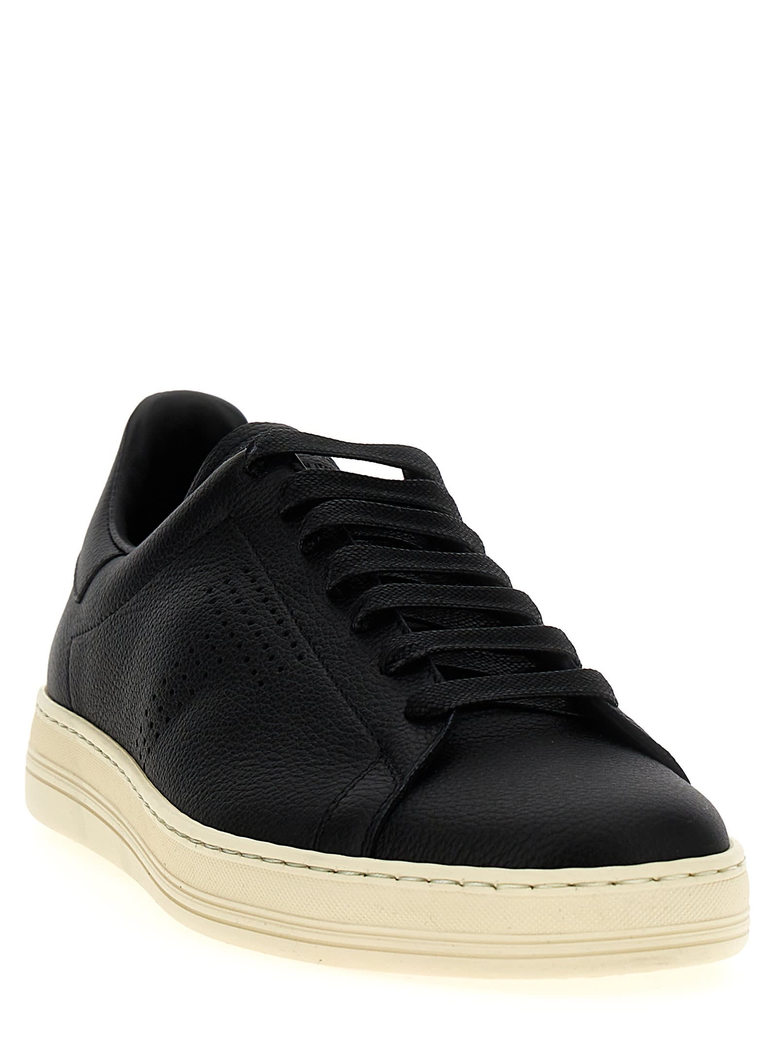 Tom Ford Low-top Leather Sneakers In Black