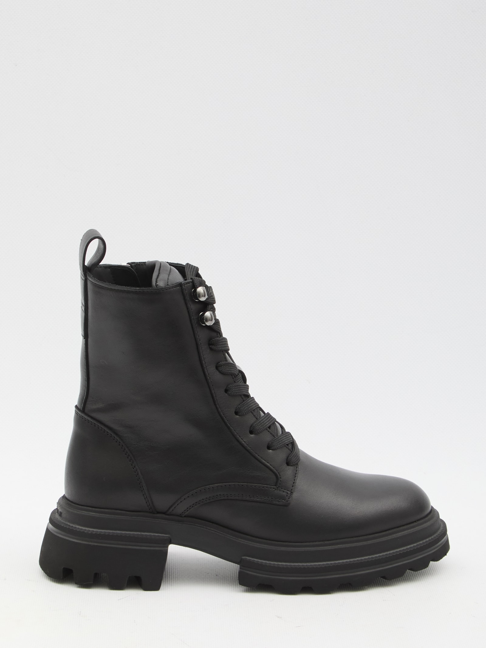 Shop Hogan H674 Combat Boots In Nero