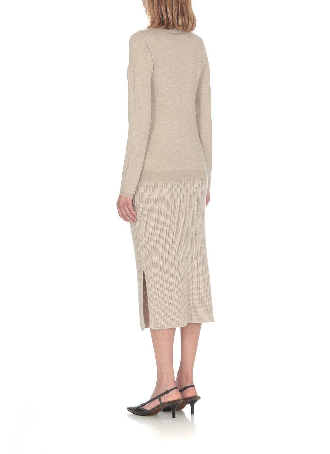 Shop Brunello Cucinelli Knitted Midi Skirt In Beige