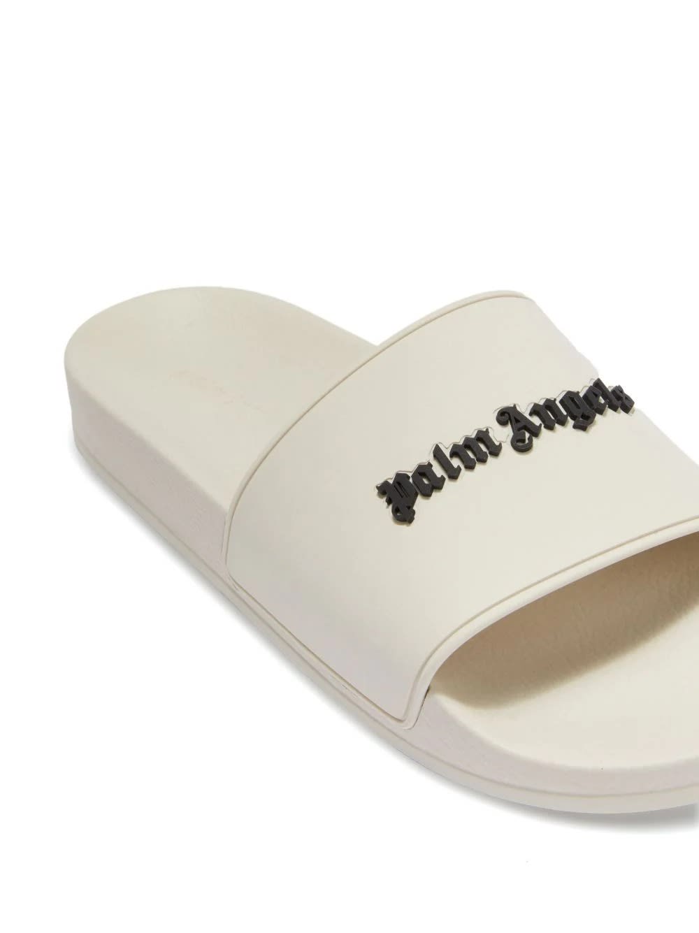 Shop Palm Angels Beige Slippers With Black Logo In Brown
