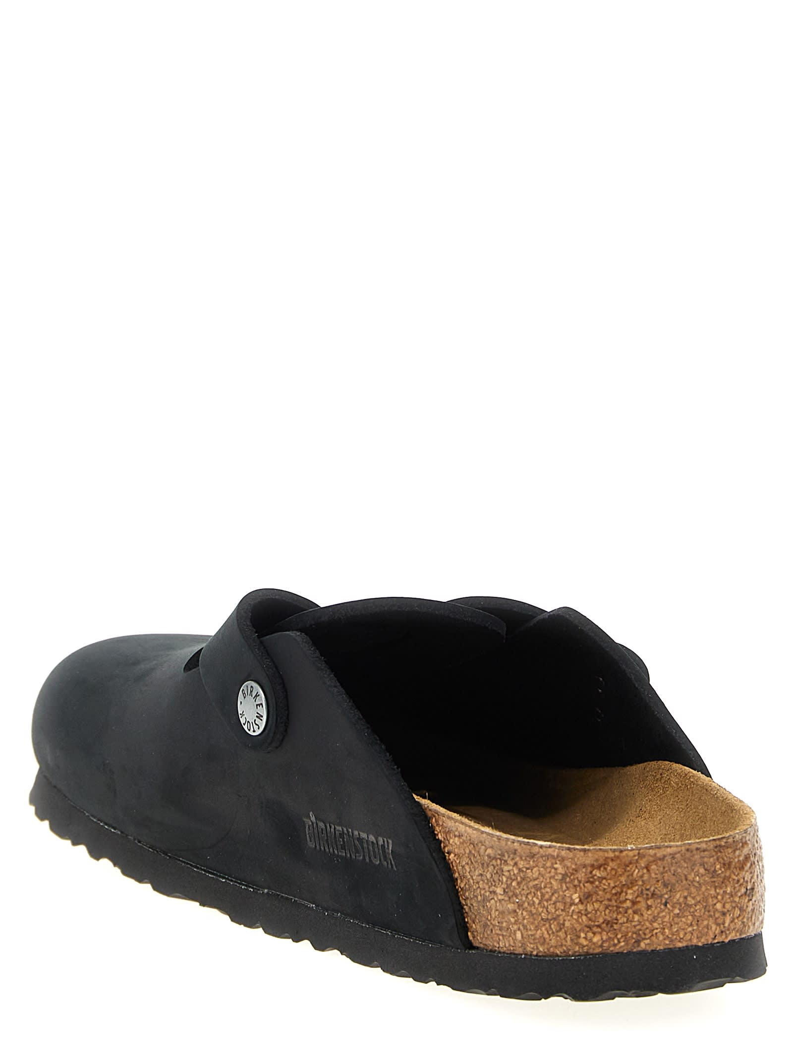 Birkenstock Boston Shearling Suede Slippers In Black