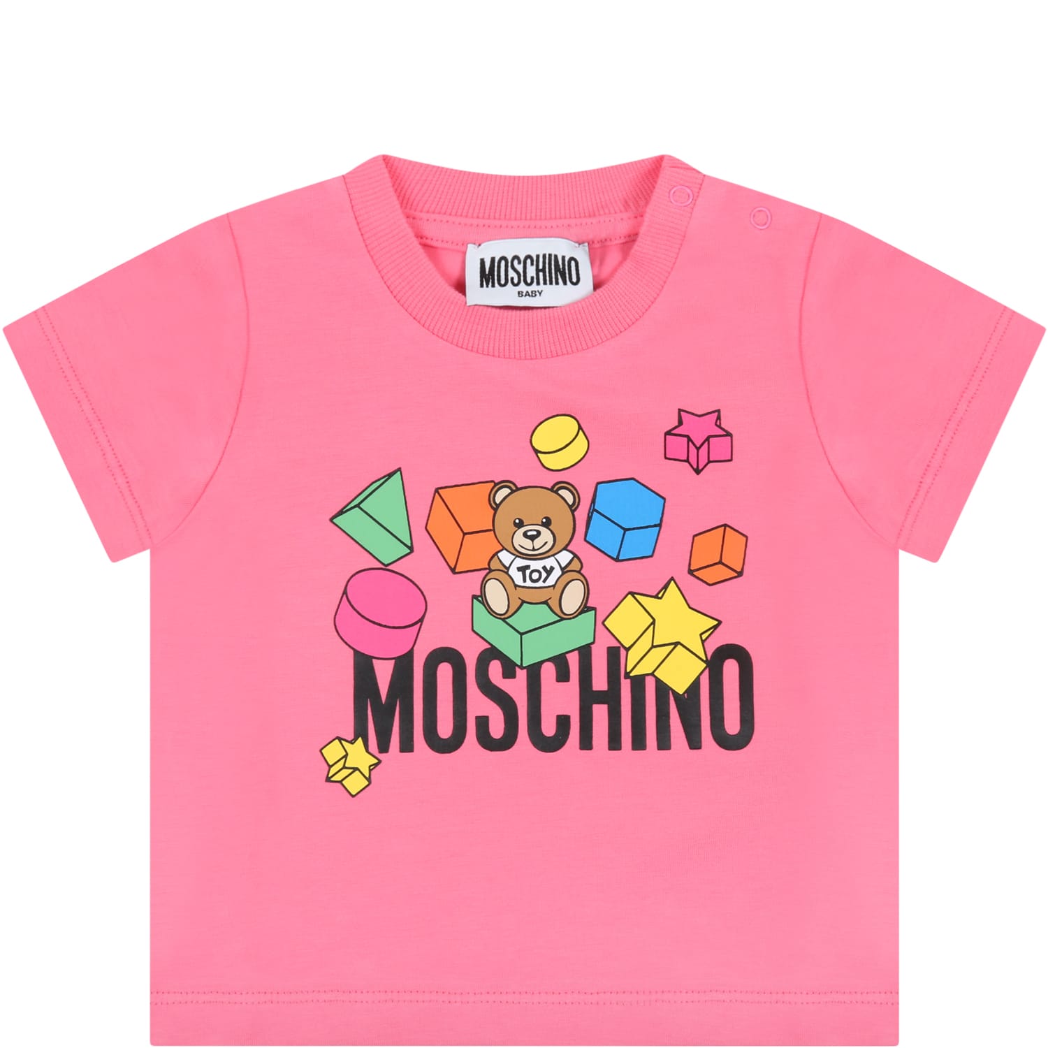 Moschino Fuchsia T-shirt For Babygirl With Teddy Bear