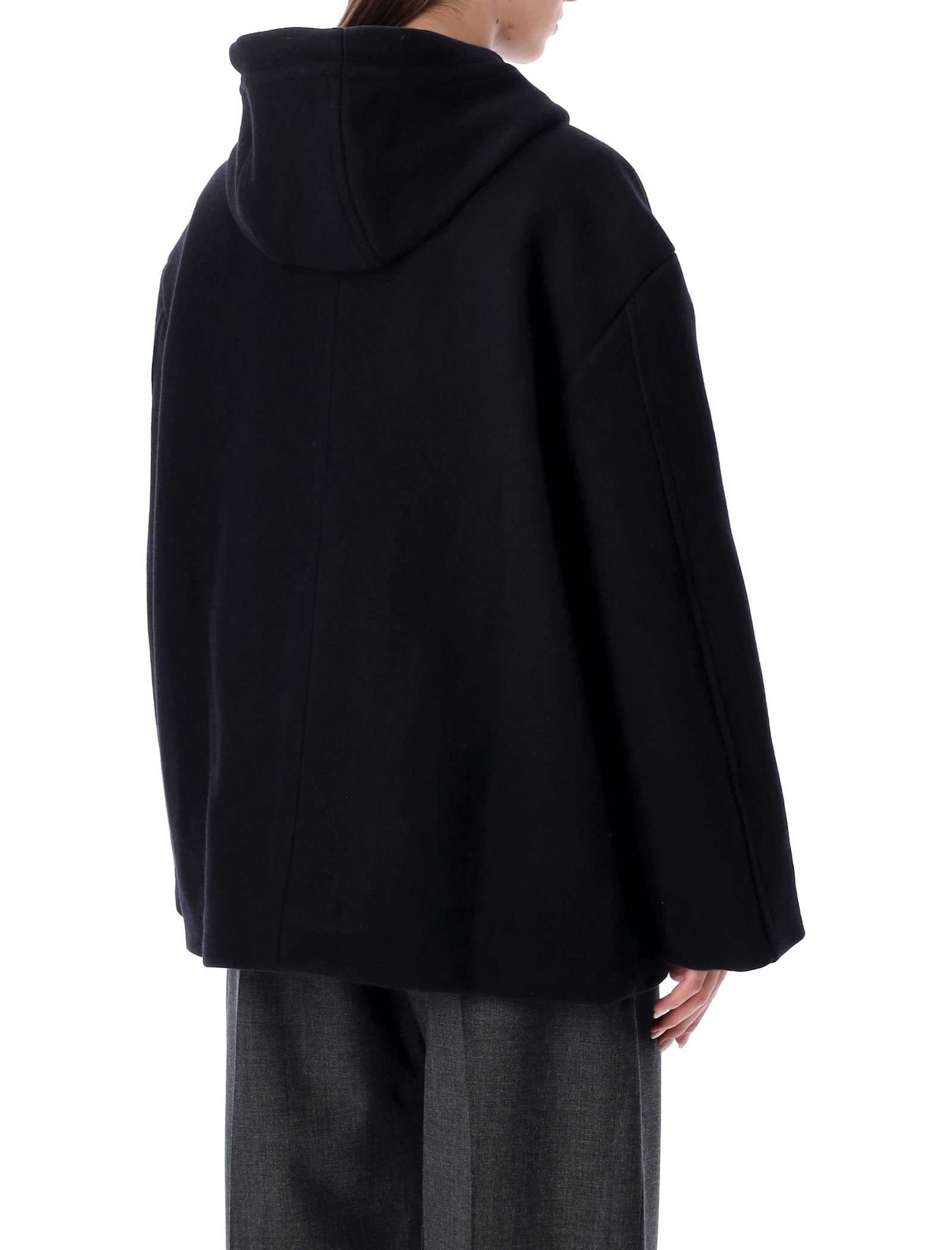 Studio Nicholson Parka With Hood And Drawstring Detail In Black