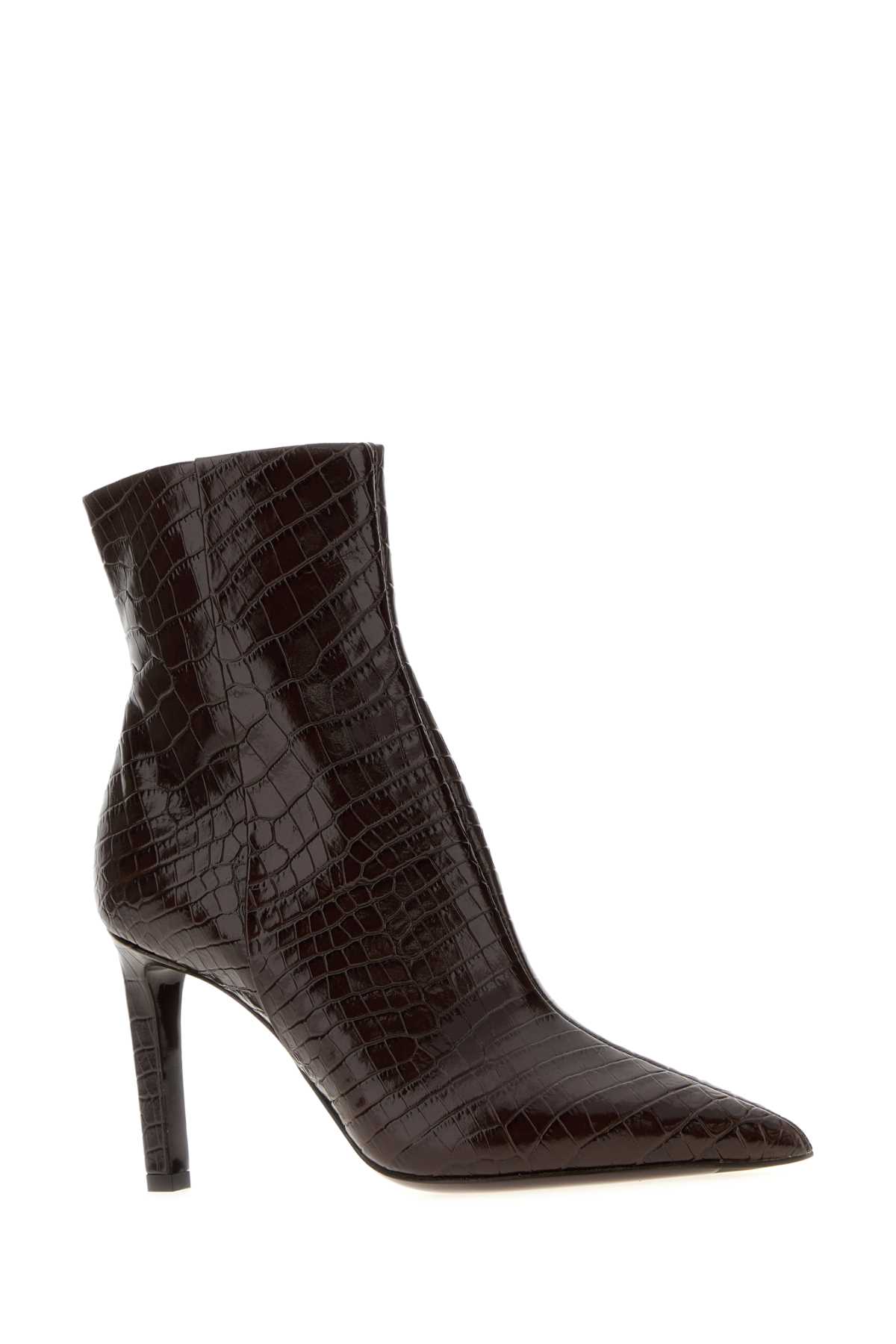 Jimmy Choo Croc-embossed Leather Ankle Boots With Pointed Toe In Burgundy