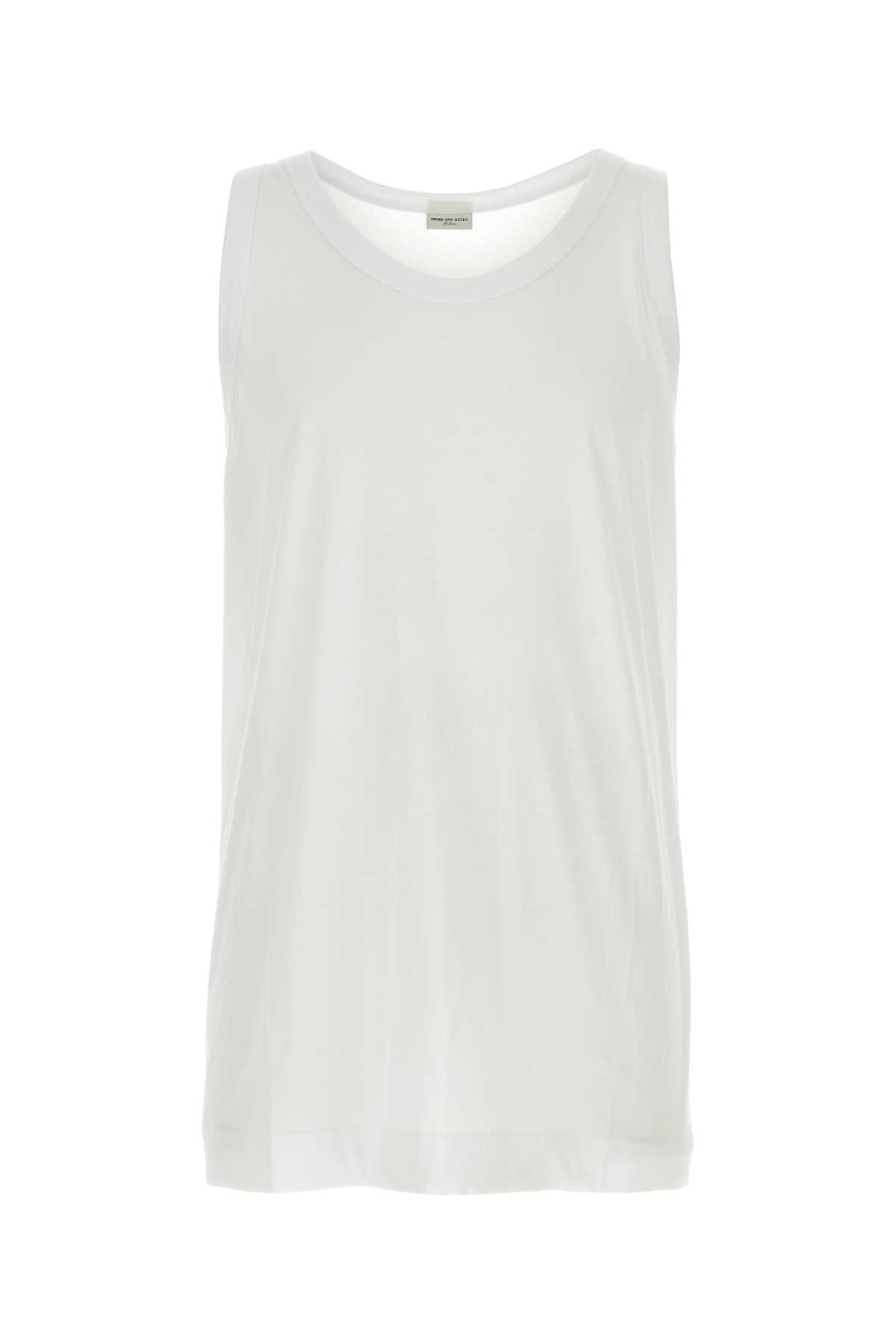 White Cotton Hady Tank Top