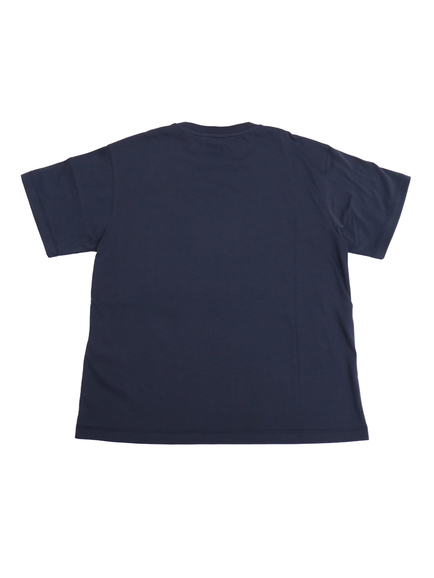 Max&co. Blue Crewneck T-shirt With Maxi Logo Print On The Front In Tech Fabric Girl In Blue