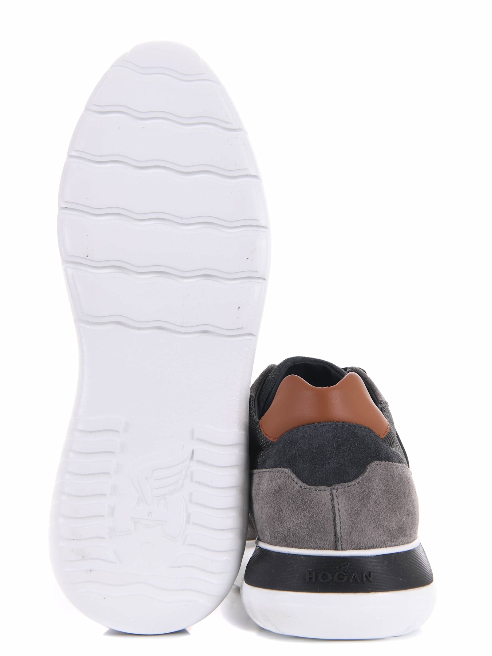 Shop Hogan Interactive3 Sneakers In Grigio Scuro/cammello