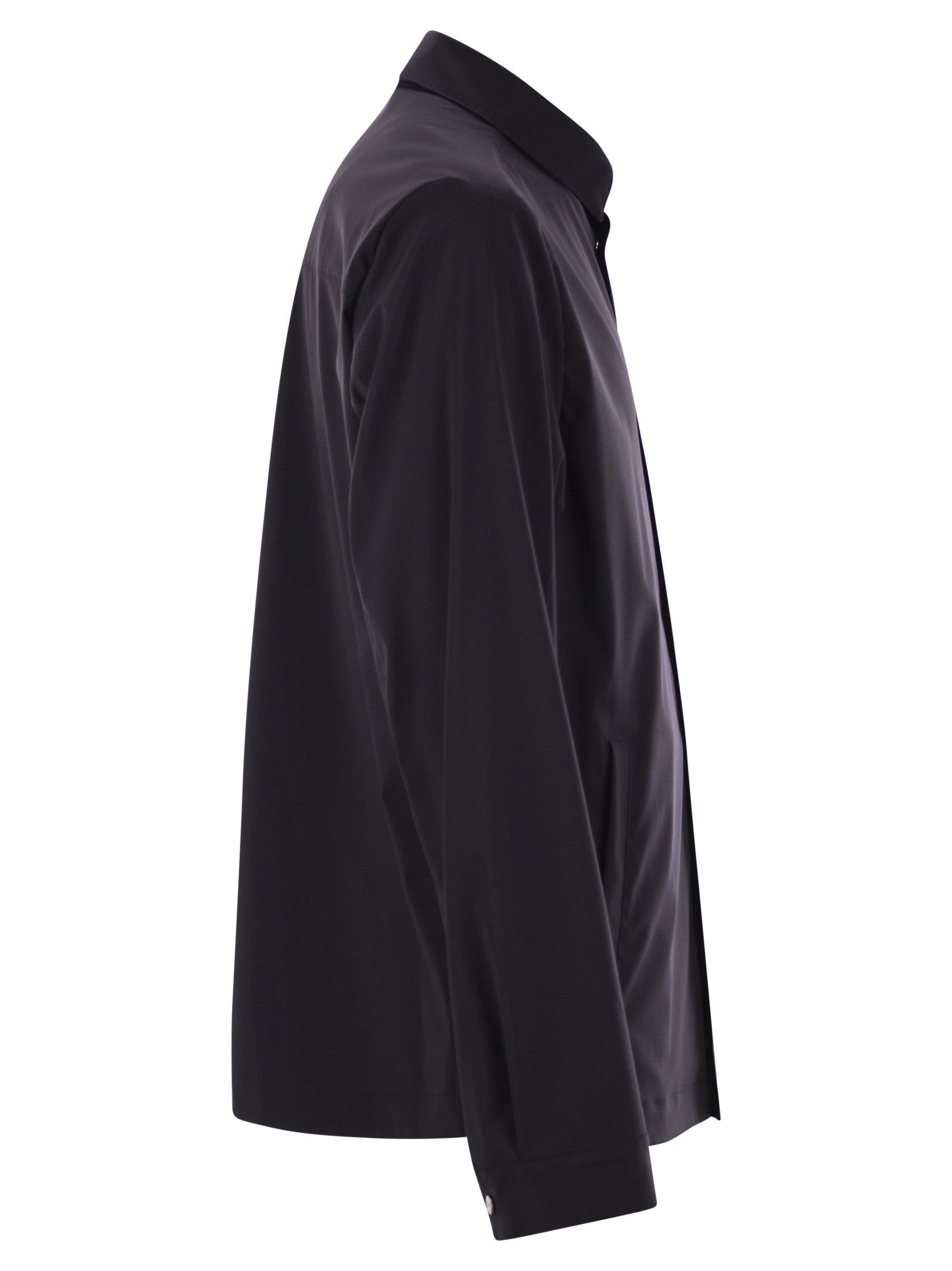 Herno Shirt-cut Jacket In Tech Wool In Blue
