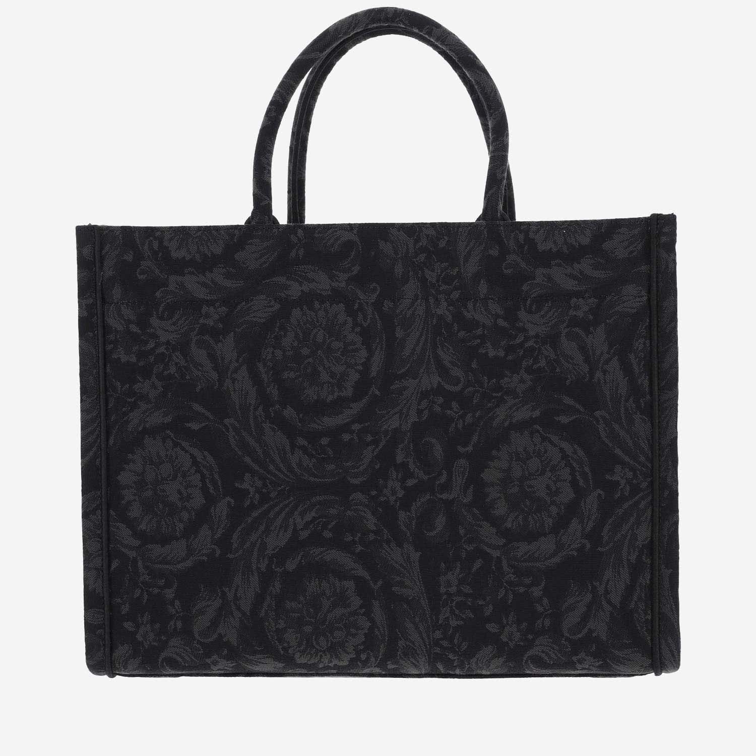 Shop Versace Athena Canvas Tote Bag In Black