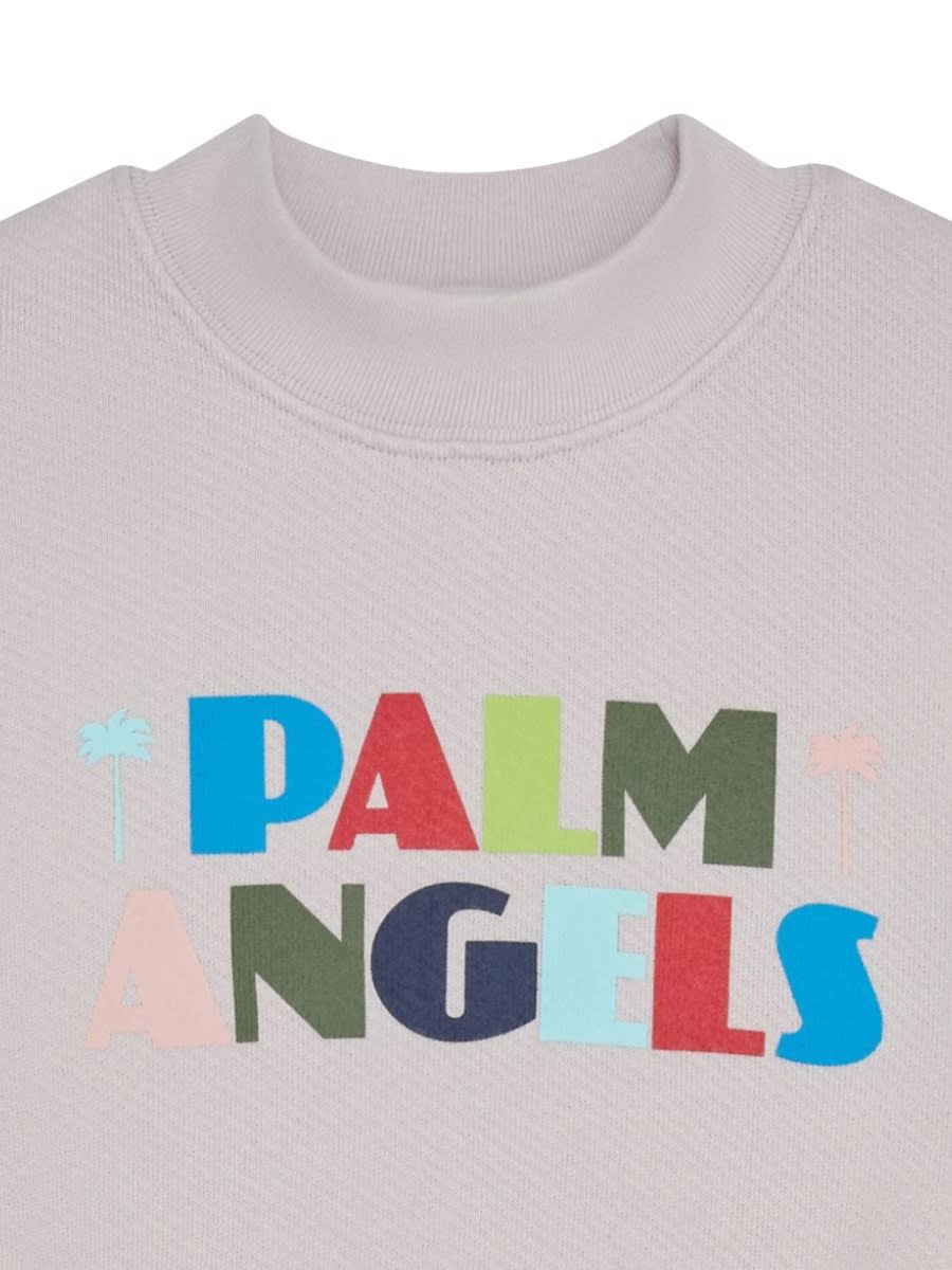 Shop Palm Angels Crew Neck Seasonal Logo In Lilac