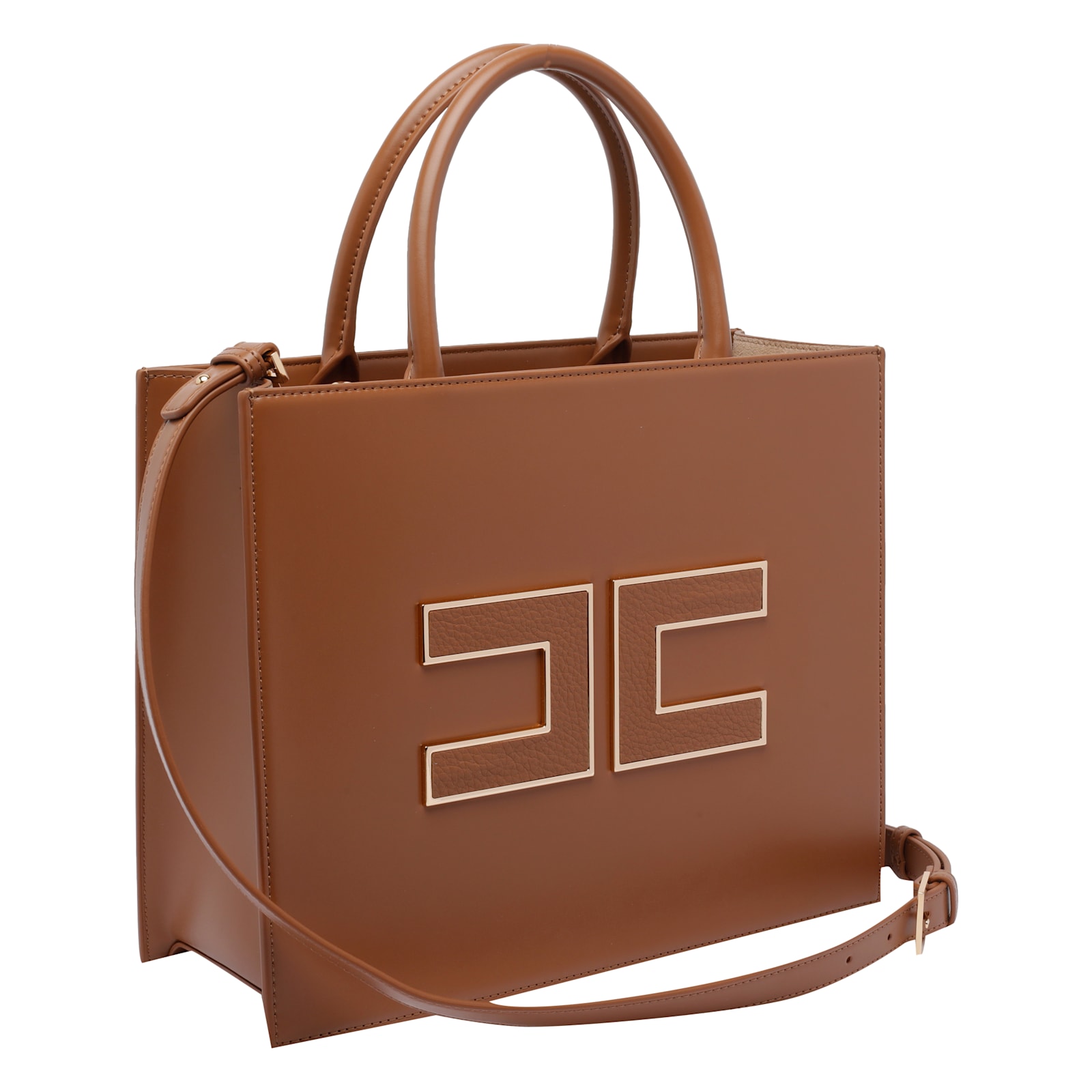 Elisabetta Franchi Borsa Tote Piccola Con Logo Marrone In Brown