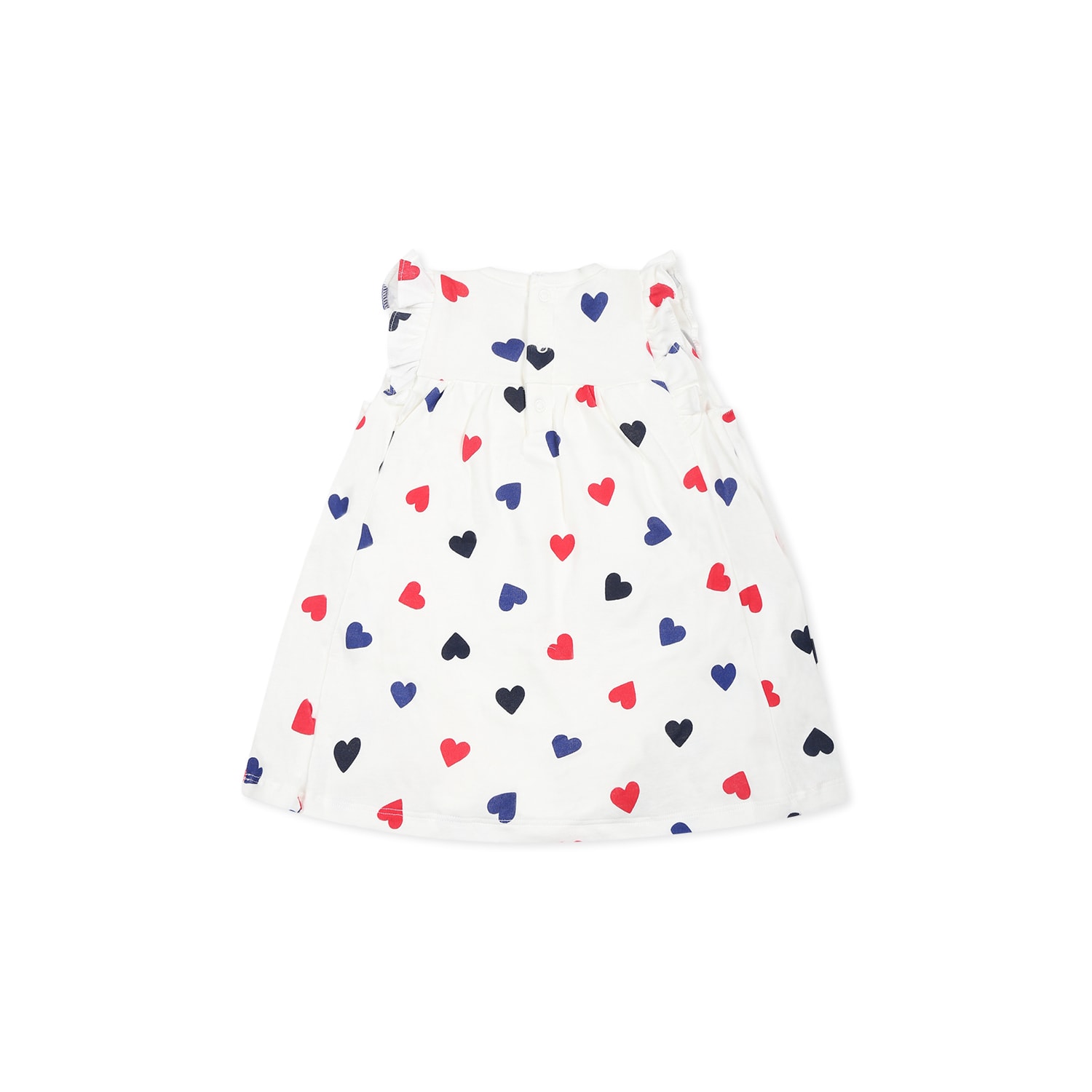 Petit Bateau White Dress For Baby Girl With Hearts In White