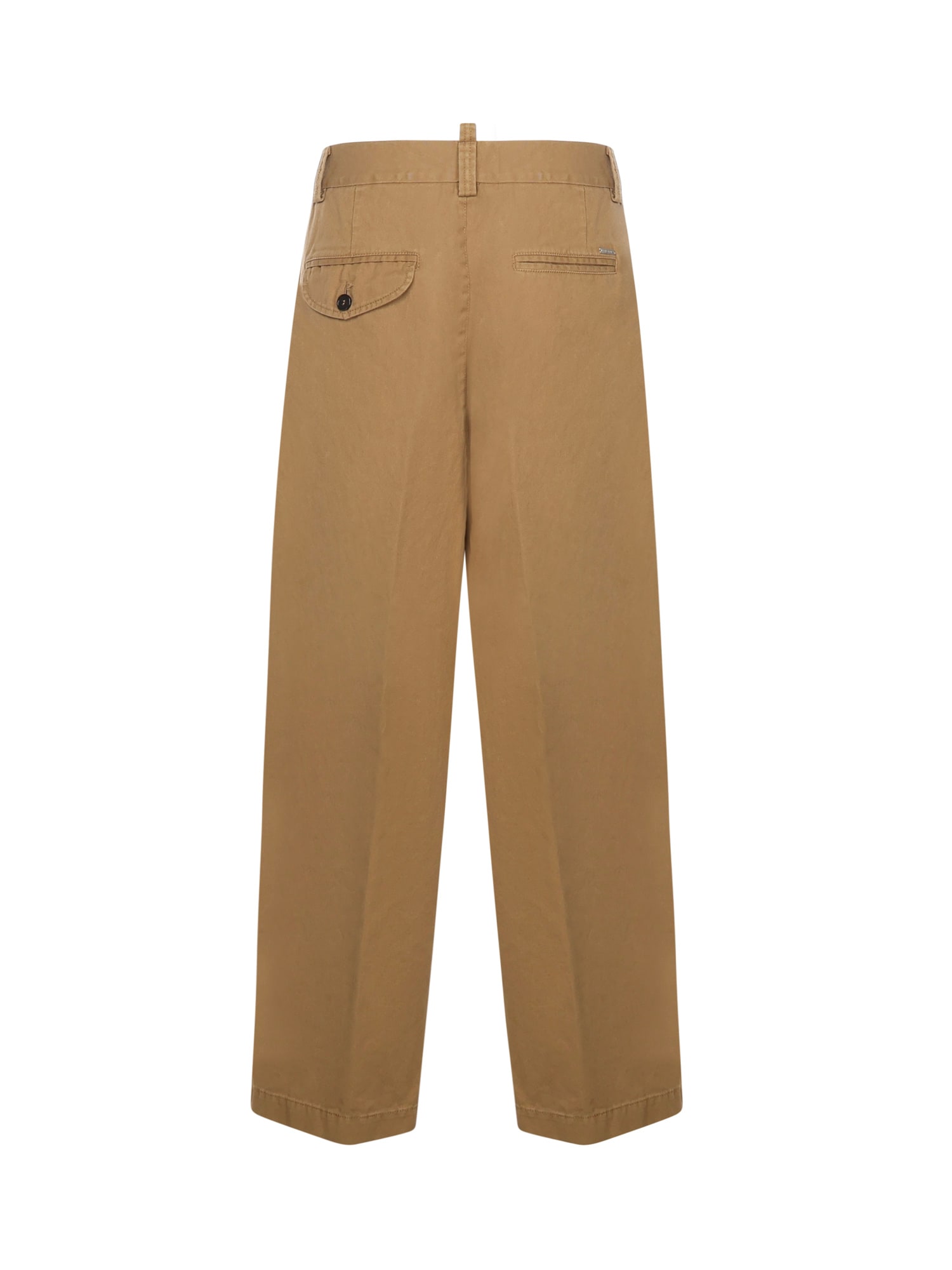 Dsquared2 Cotton Trousers With Pleats In Black