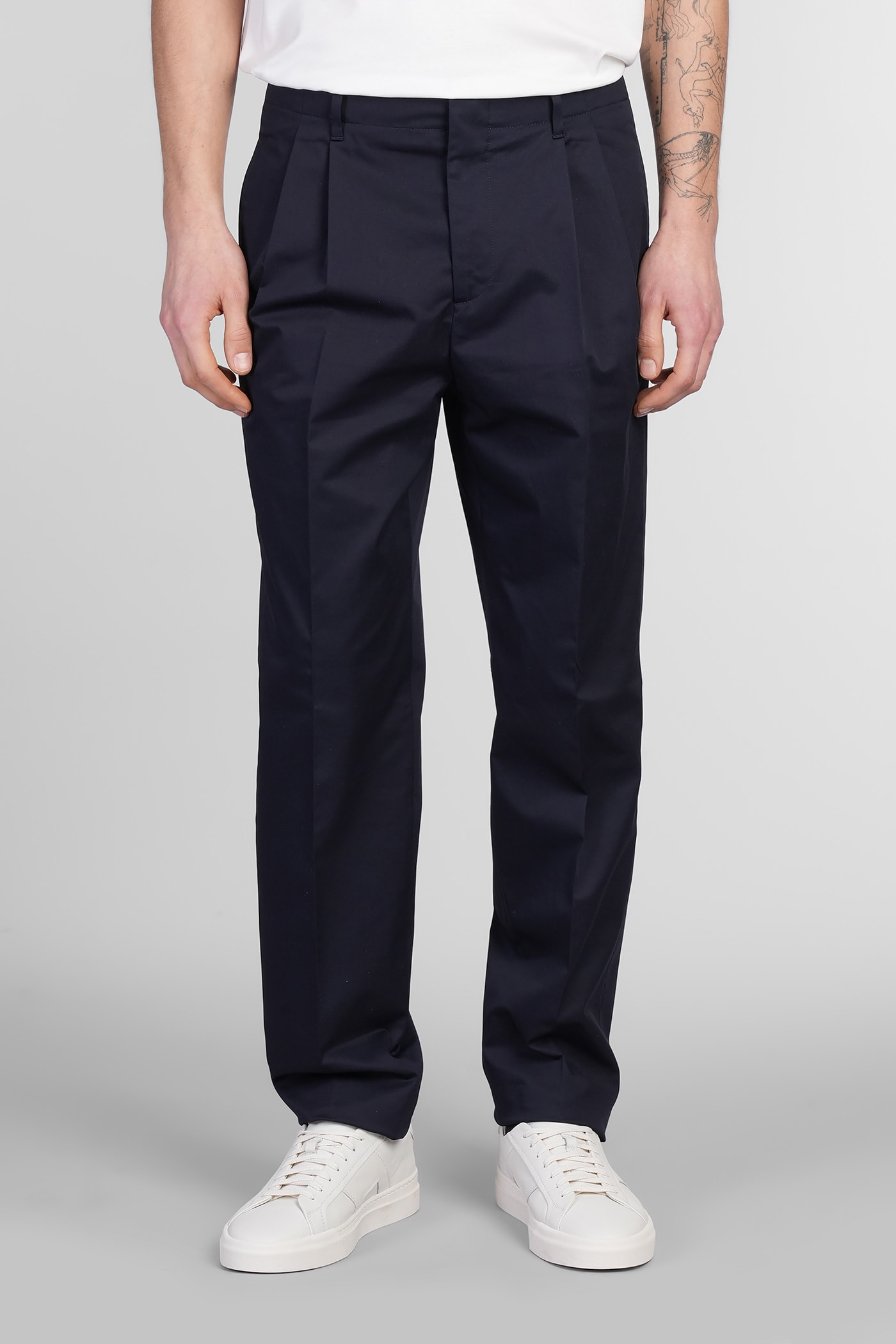 Lardini Pants In Blue Cotton In Blue