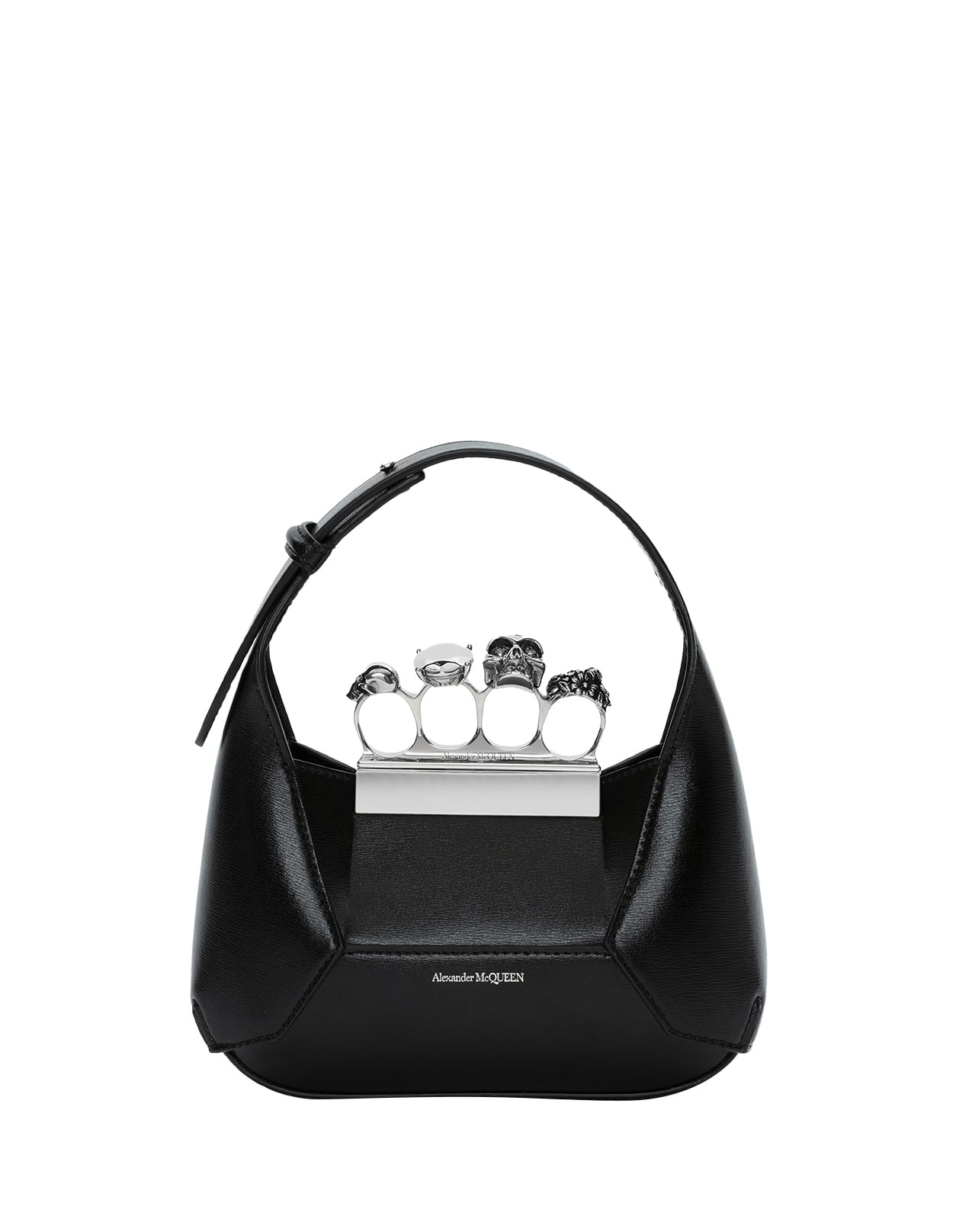 Shop Alexander Mcqueen The Jewelled Hobo Mini Bag In Black And Silver