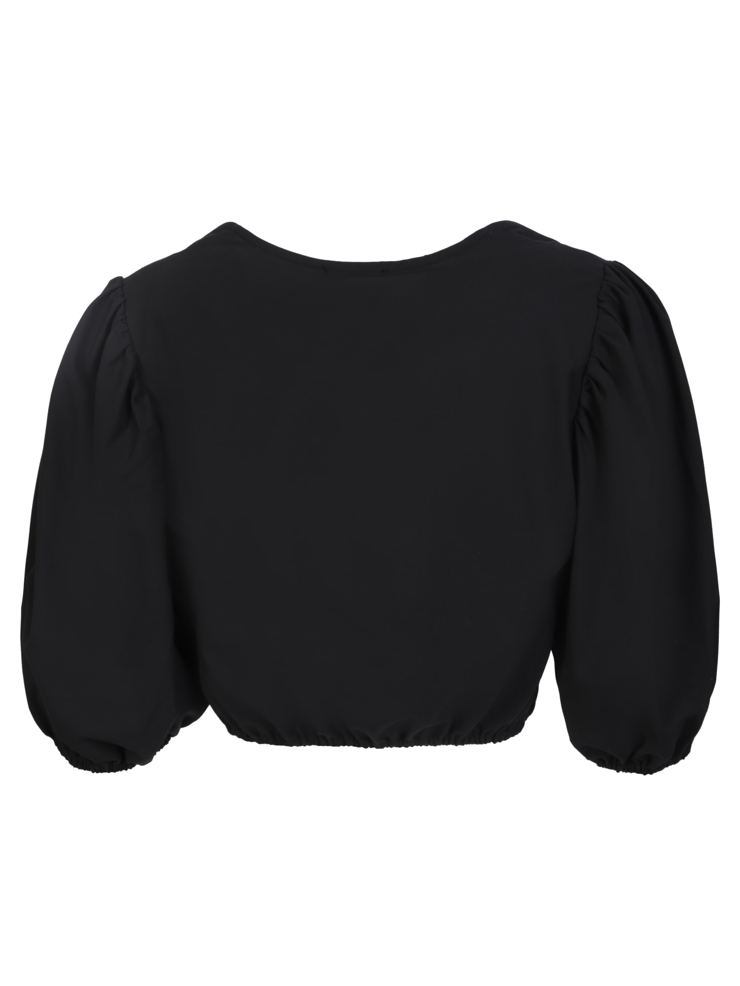 Shop Ganni Puff-sleeve Blouse In Black