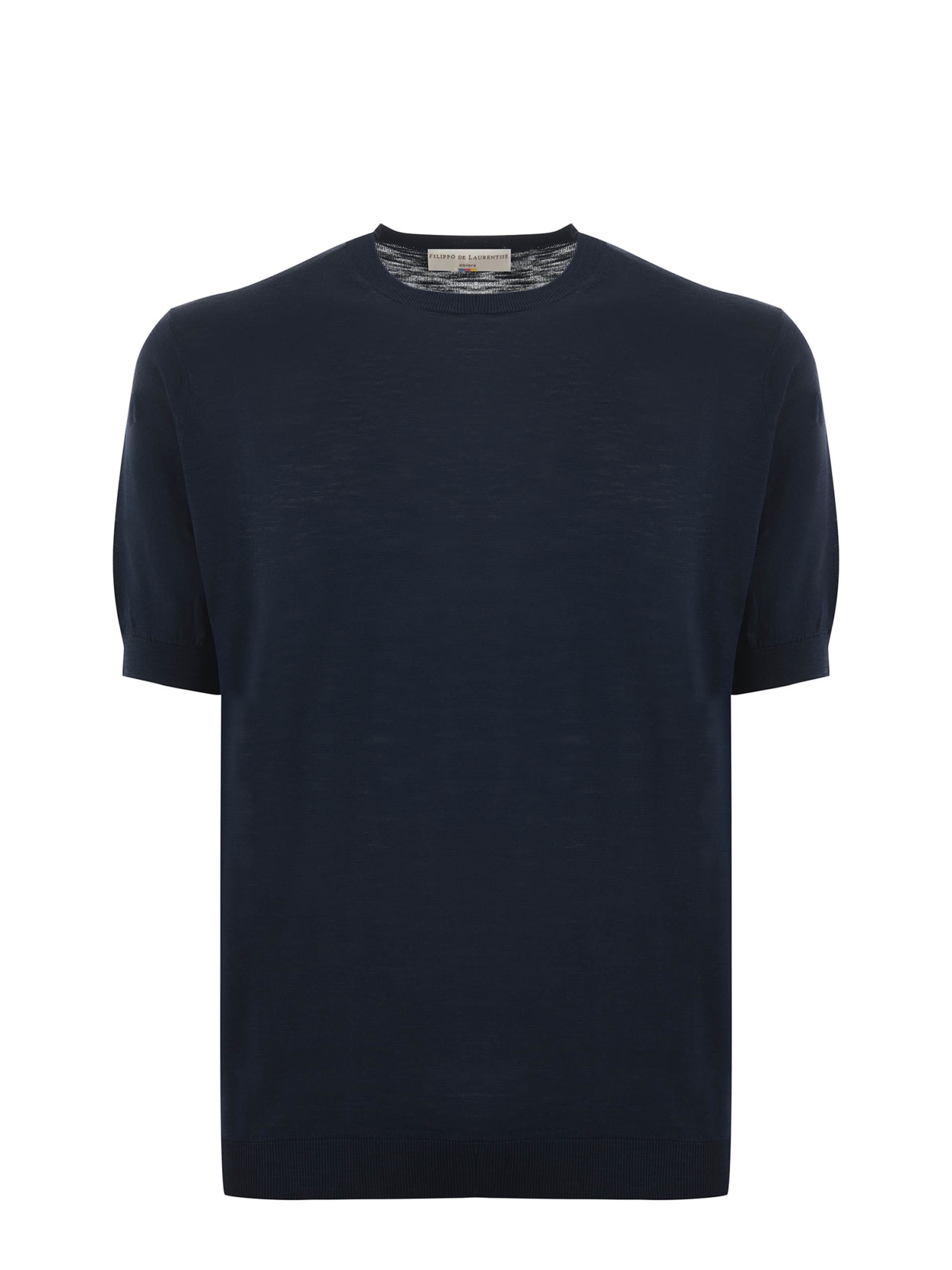 Shop Filippo De Laurentiis T-shirt In Cotton Thread. In Blu Scuro