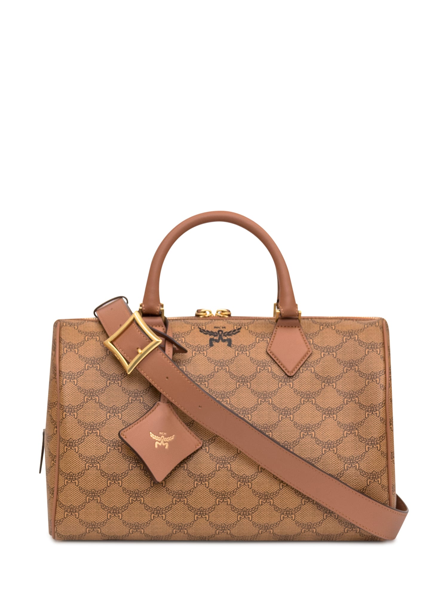 Shop Mcm Boston Bag In Cognac