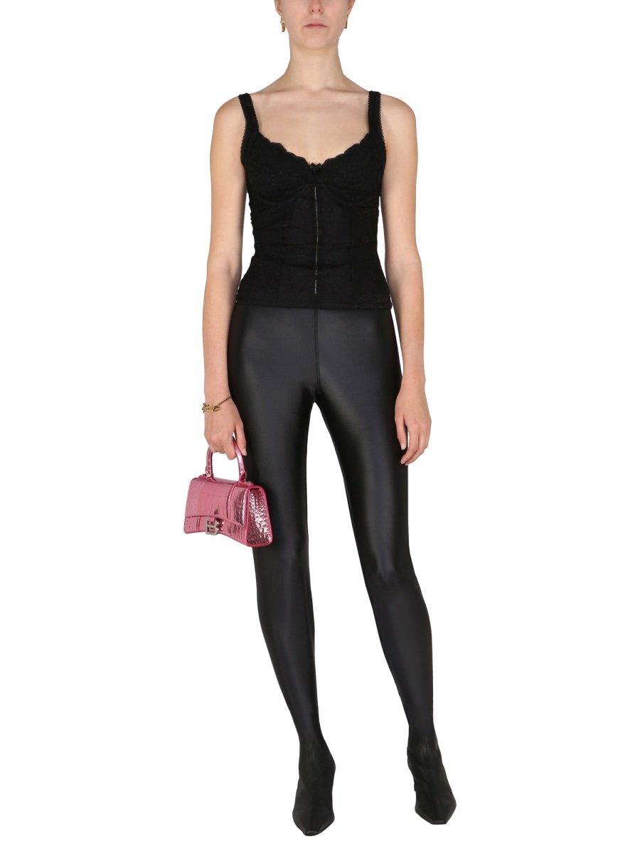 Shop Balenciaga Lace Detailed Sleeveless Top In Black
