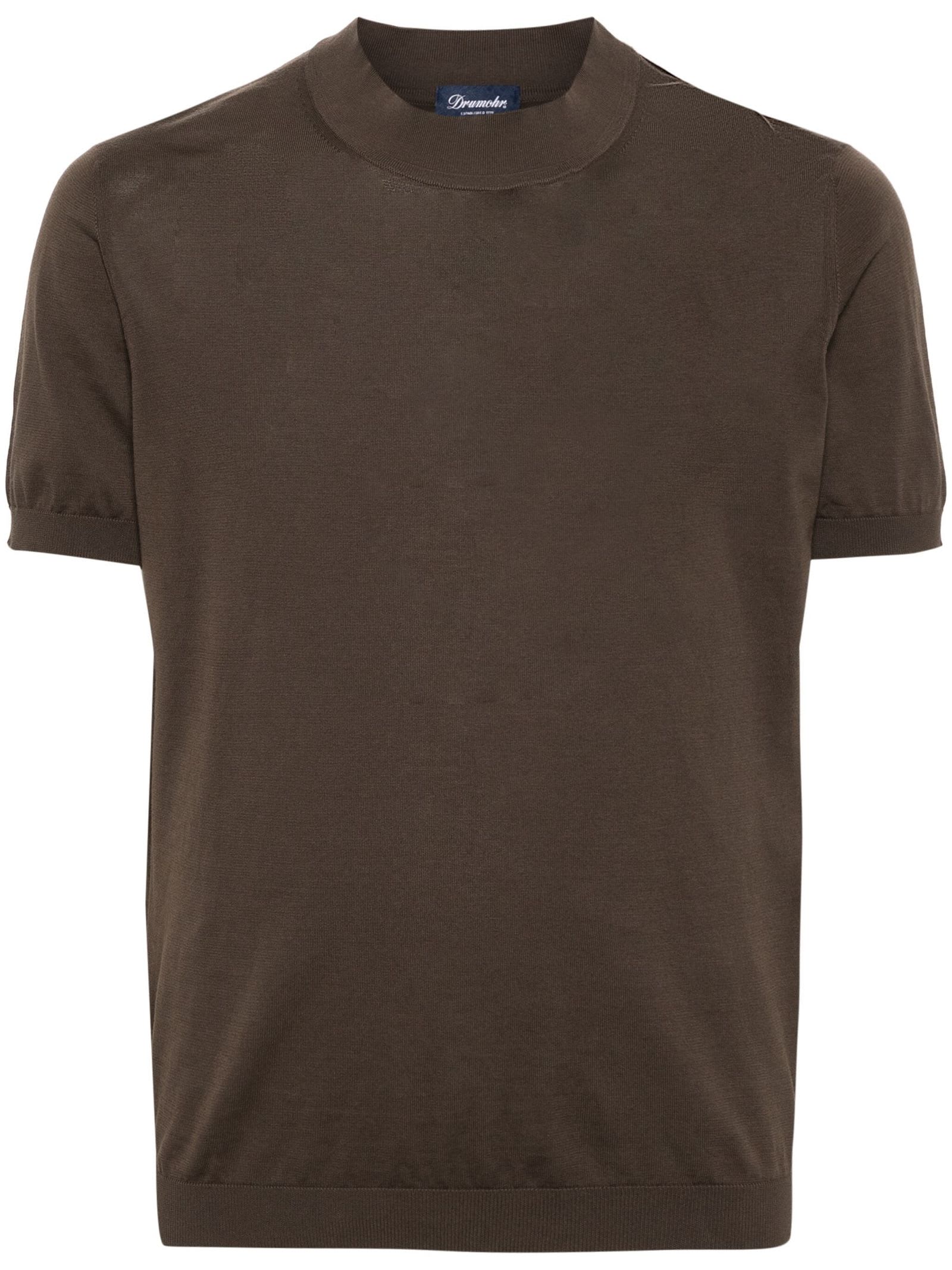 Shop Drumohr Brown Cotton T-shirt