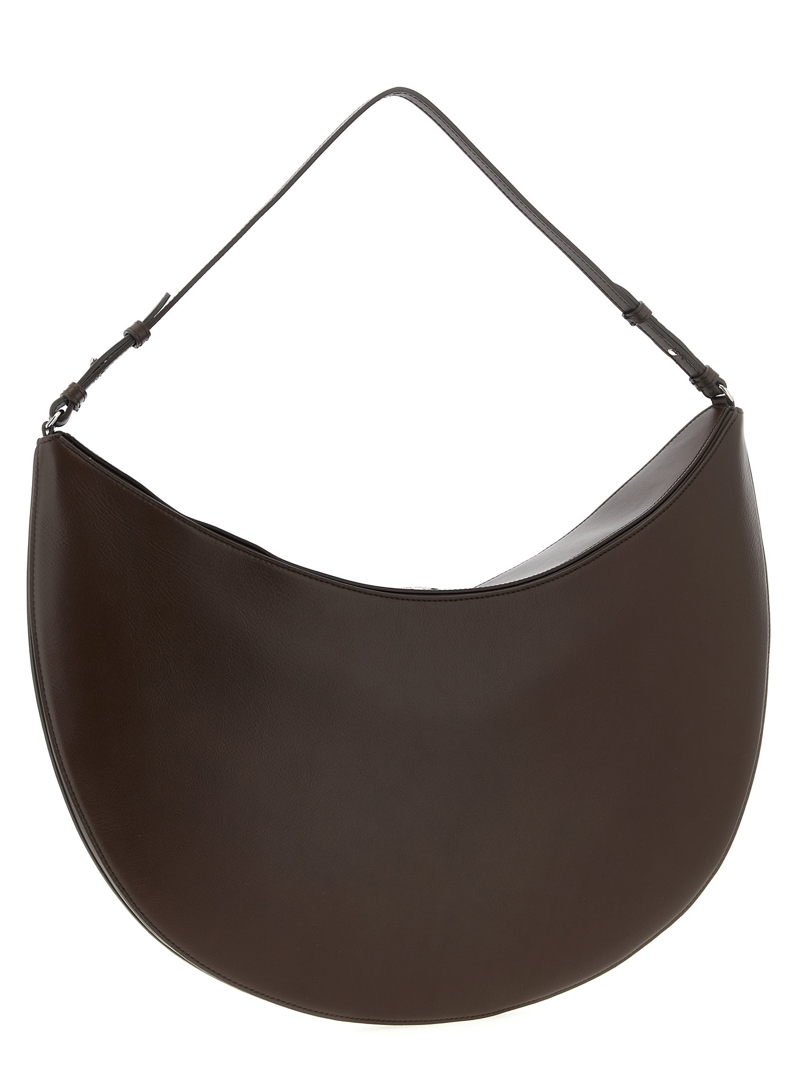 Jacquemus Large Ovalo Calf Leather Hobo Bag In Brown