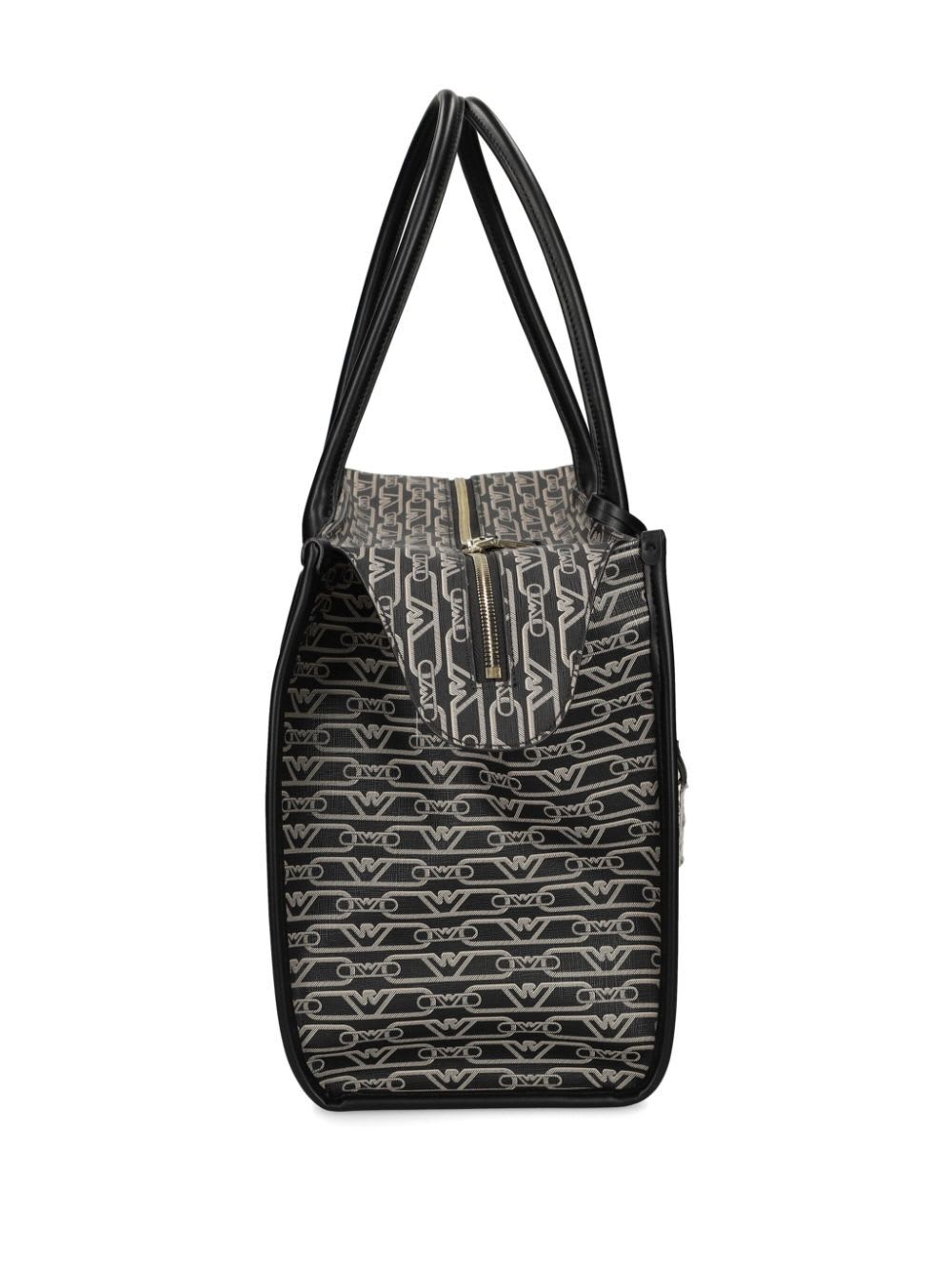 Emporio Armani Jacquard-logo-motif Tote Bag In Black Ecru