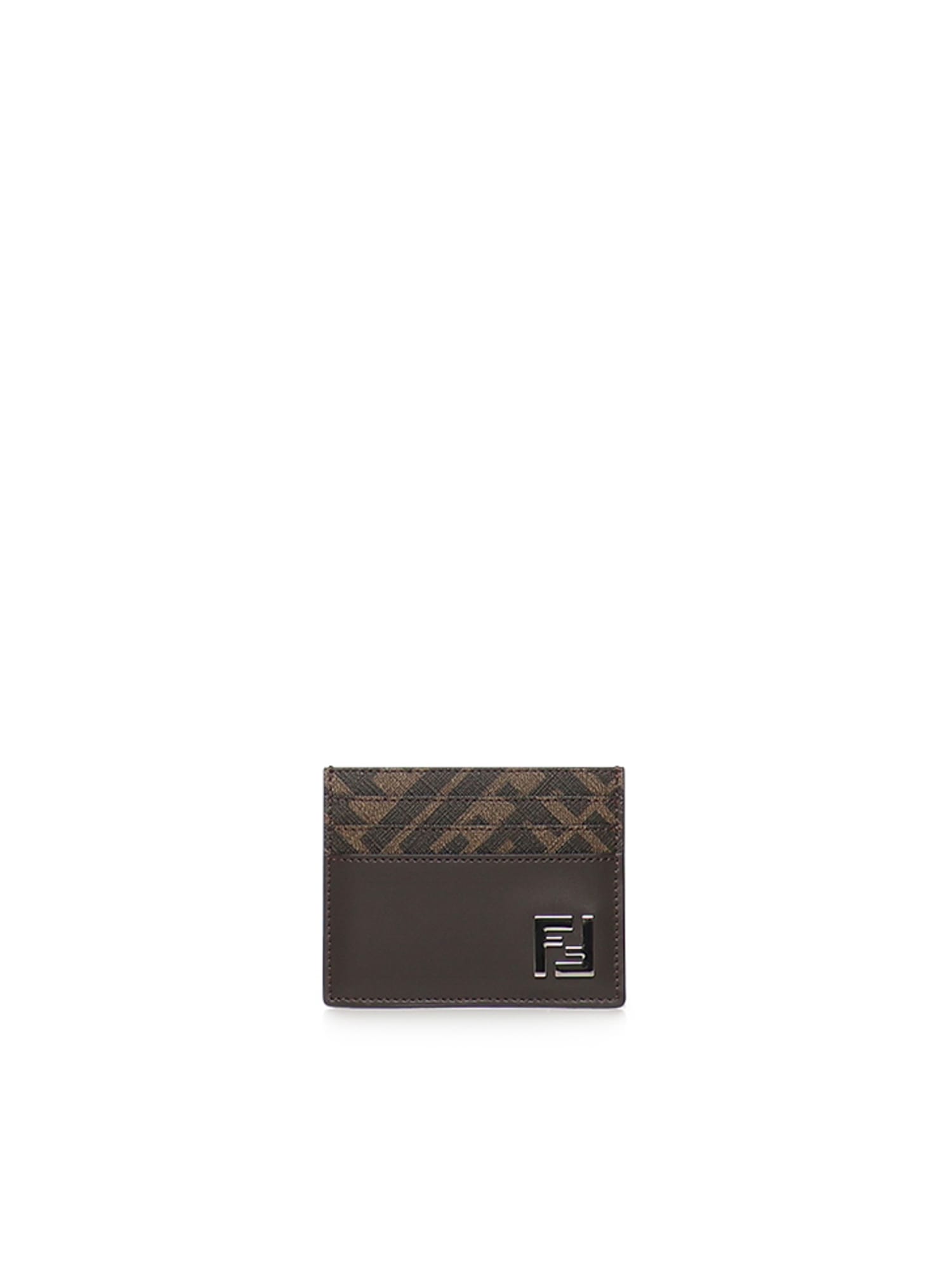 Fendi Ff Squared Card Holder In Black