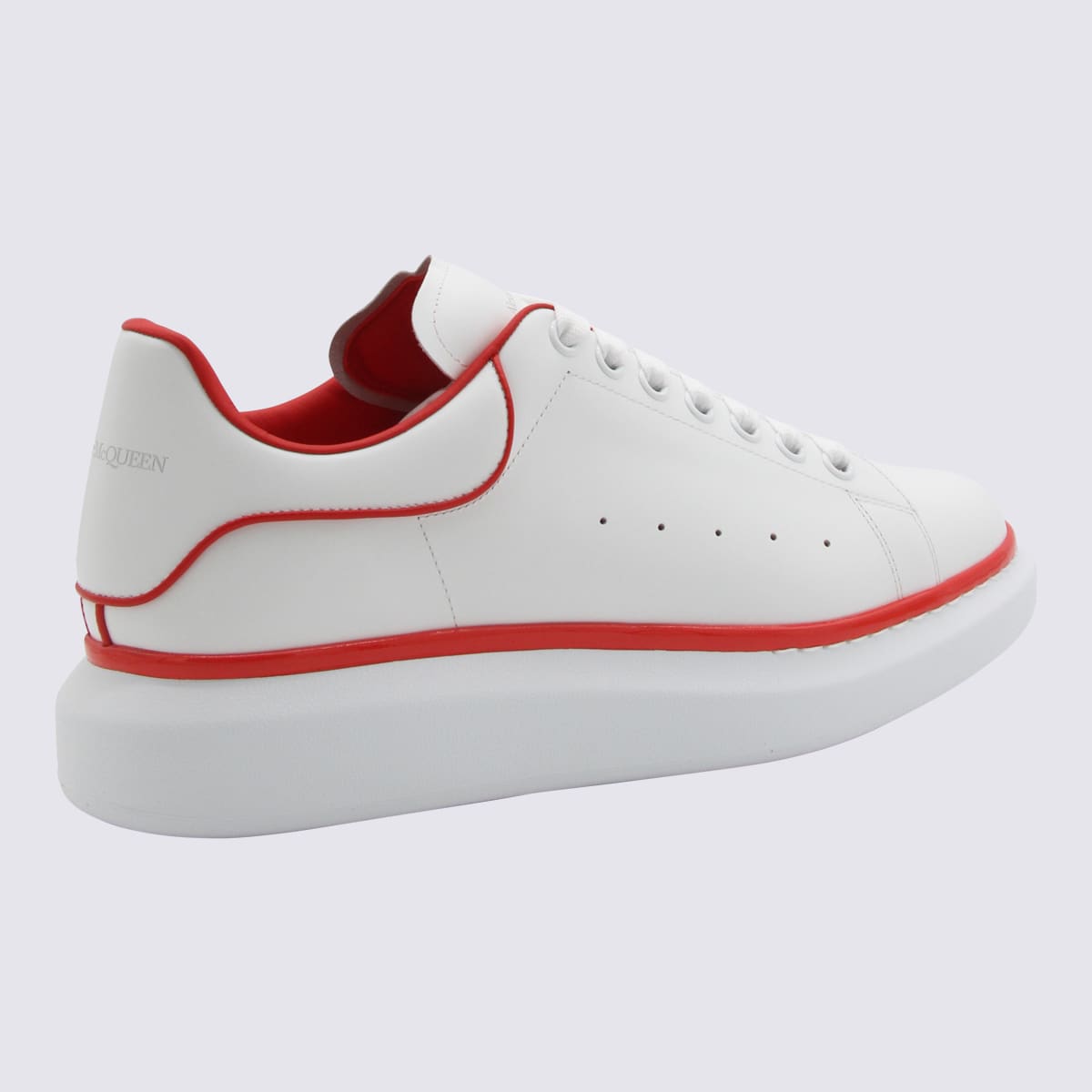 Shop Alexander Mcqueen White And Red Leather Oversized Sneakers