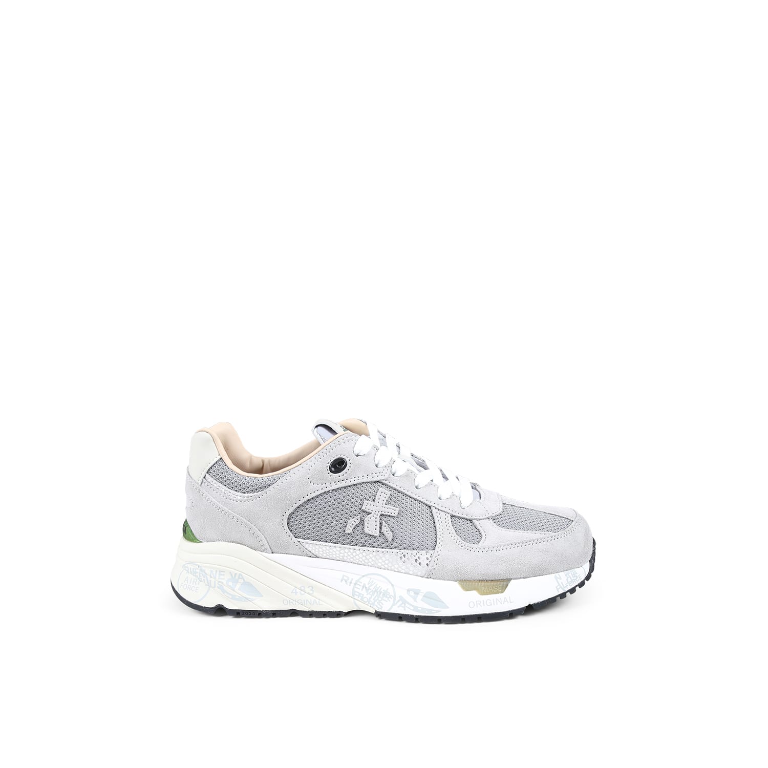 Shop Premiata Grey Mased Sneakers For Woman With Logo In Beige