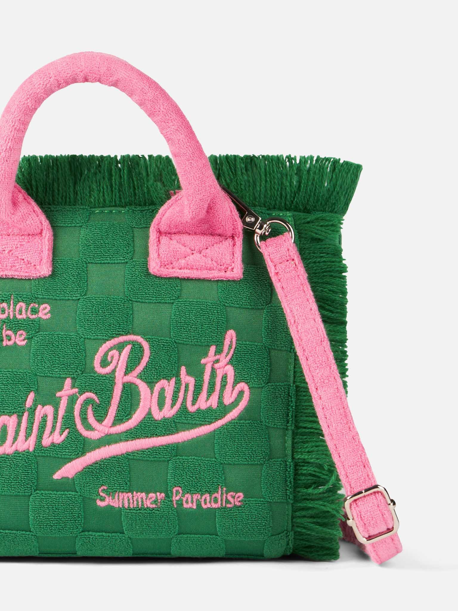 Shop Mc2 Saint Barth Mini Vanity Green Terry Embossed Handbag