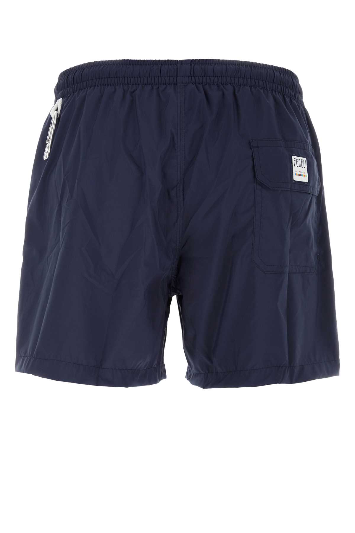 Shop Fedeli Midnight Blue Polyester Swimming Shorts
