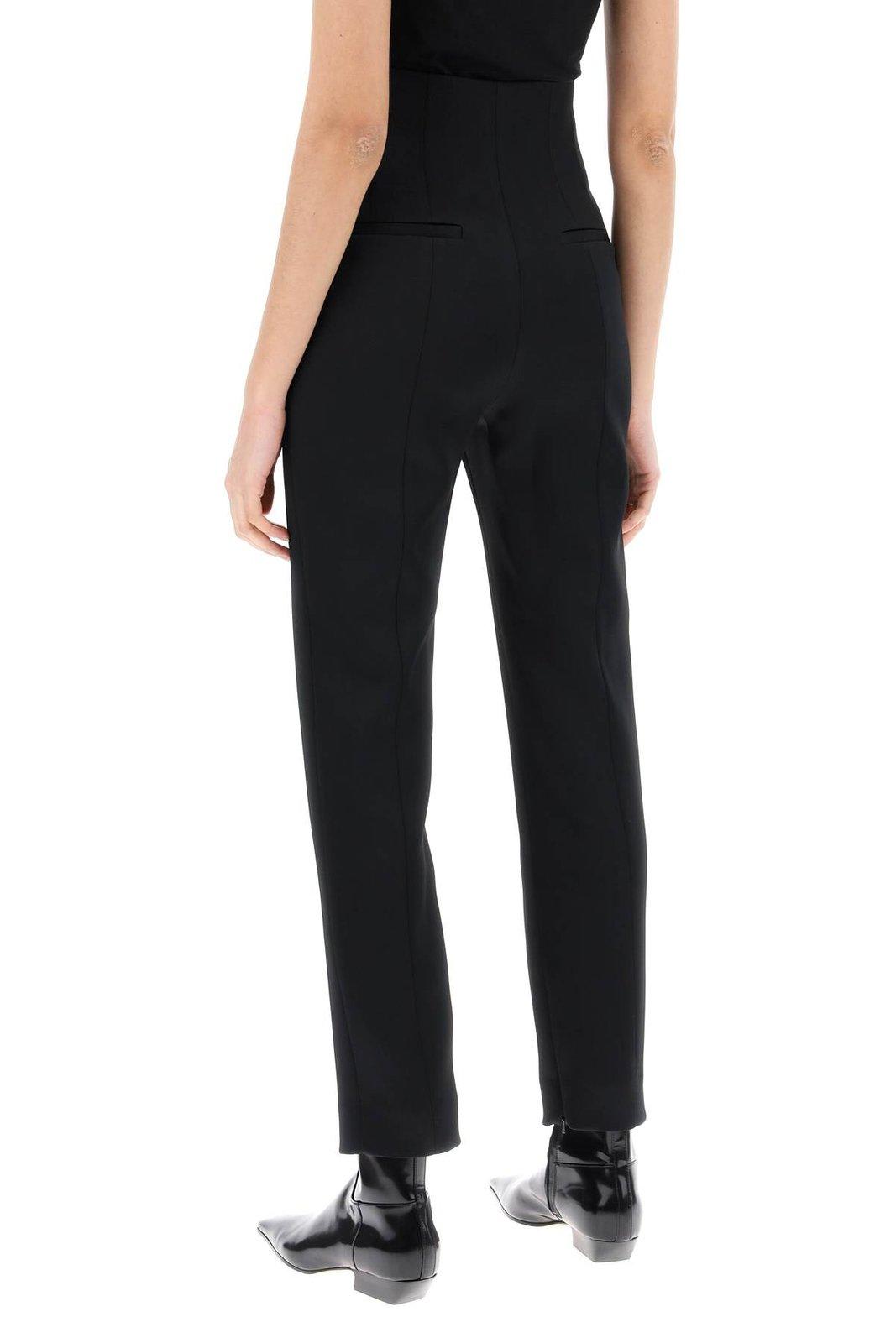 Shop Khaite High Waisted Cropped Trousers In Black