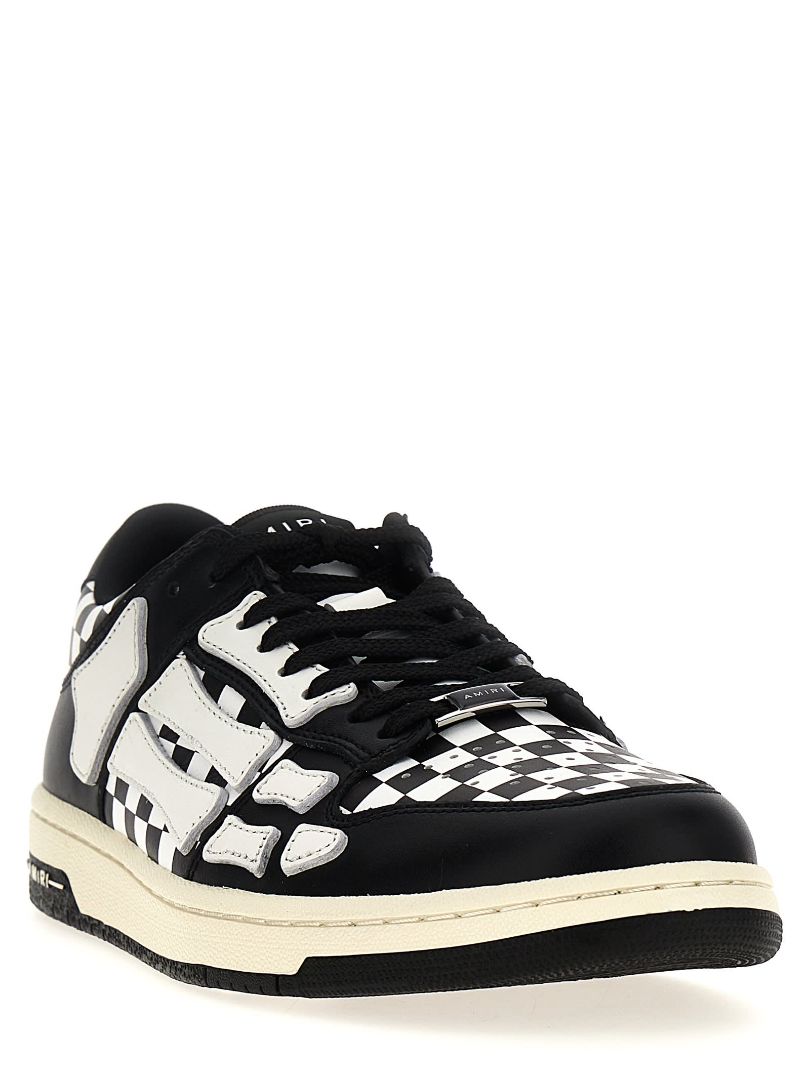 Shop Amiri Checkered Skel Top Low Sneakers In Black