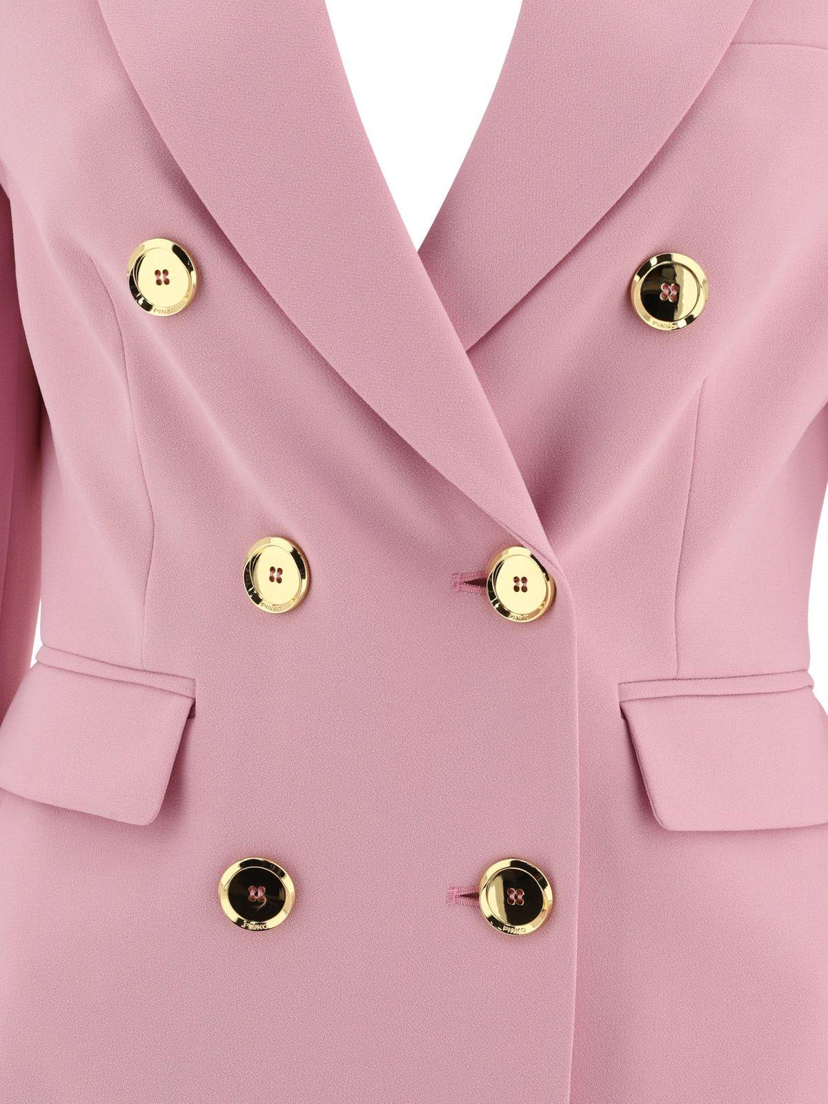 Shop Pinko Double-breasted Blazer In Pink