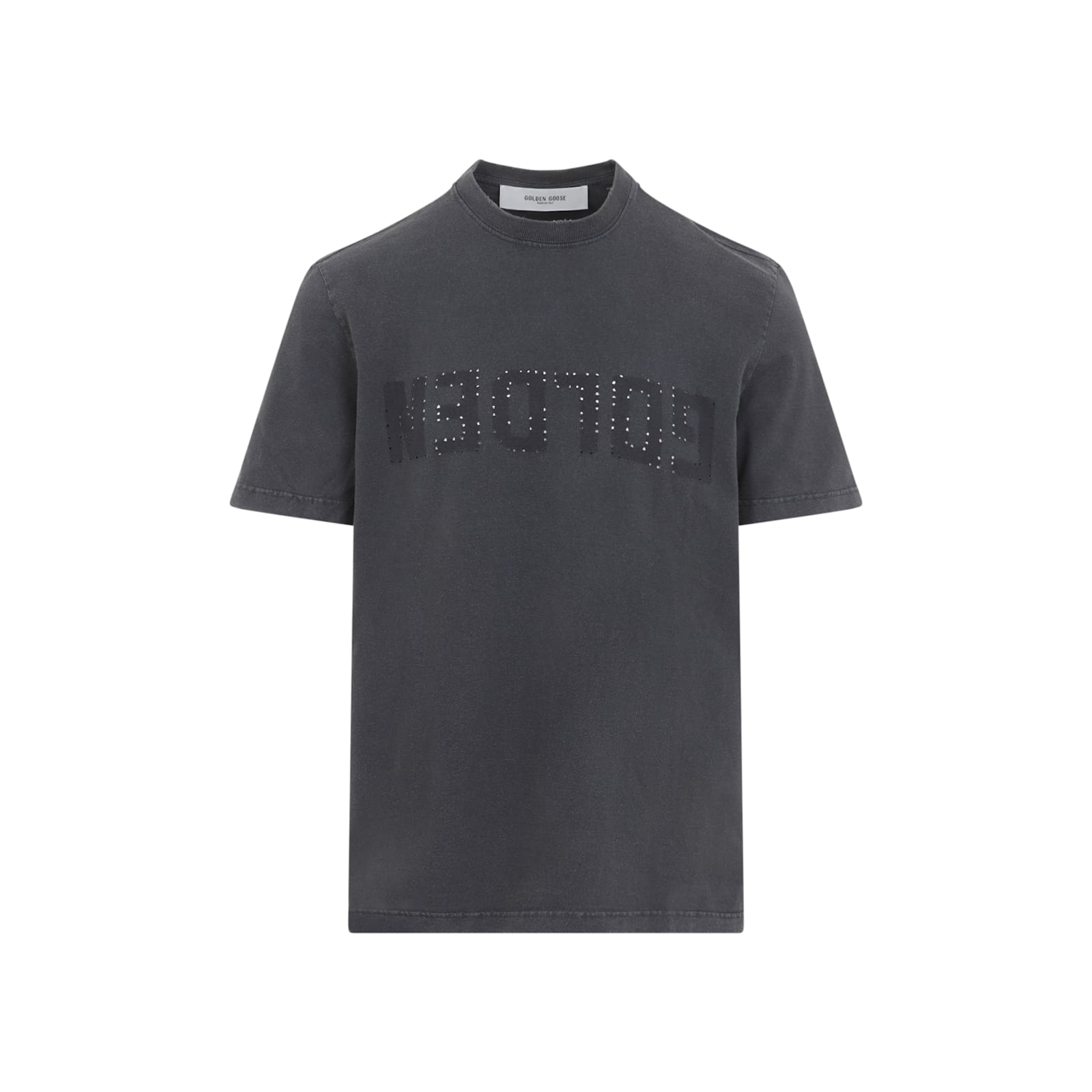 Golden Goose Grey Washed-out T-shirt With Logo Men In Gray