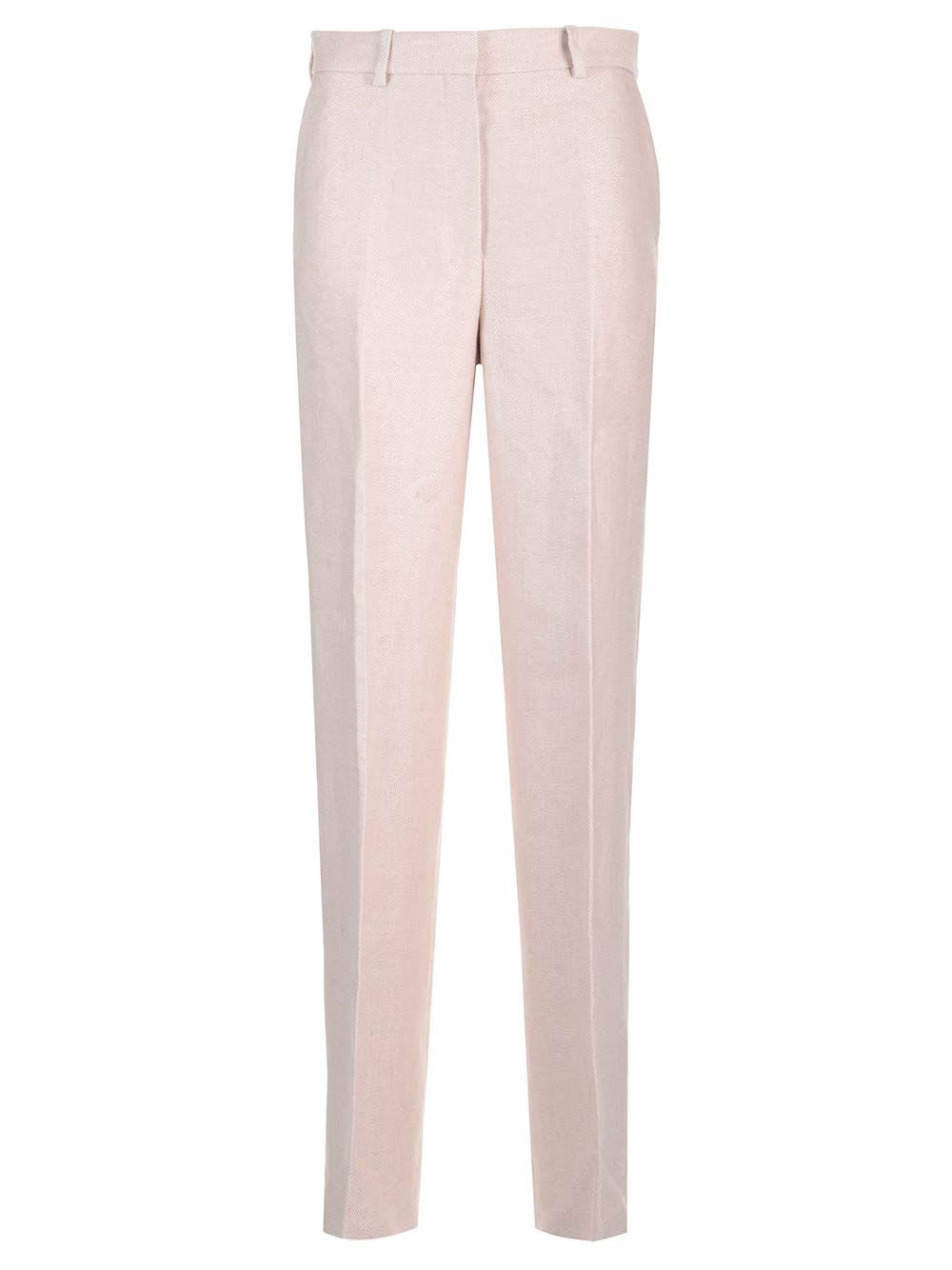 Shop Theory High-waisted Trousers In Linen Twill In Beige