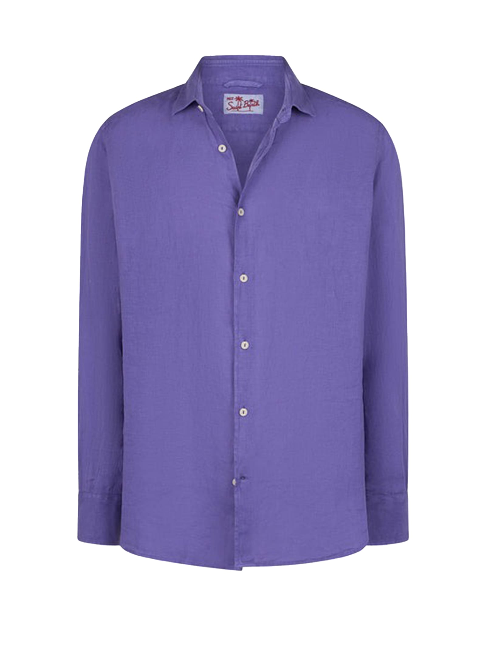 Shop Mc2 Saint Barth Purple Pamplona Shirt In Linen In Viola