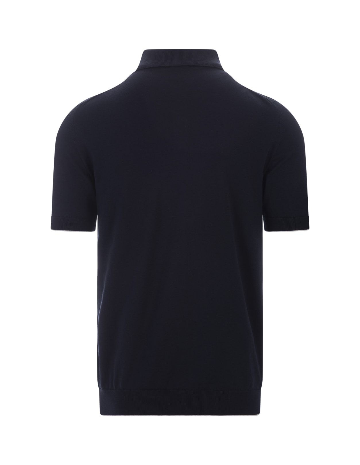 Shop Kiton Black Knitted Polo With Logo