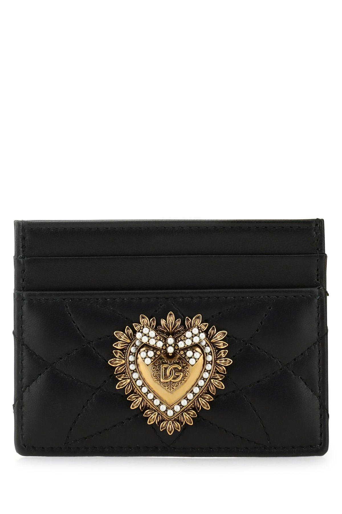 Shop Dolce & Gabbana Black Leather Devotion Card Holder In Nero